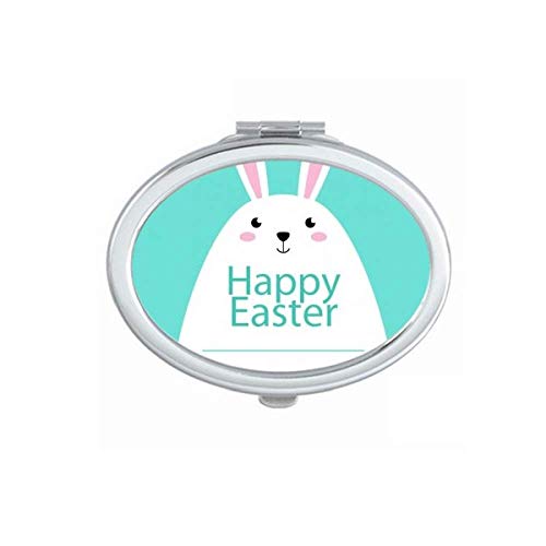 DIYthinker Happy Easter Blue Bunny Pattern Portable Folding Mirror - Double-Sided Handheld Makeup Mirror for Travel, Home, and Easter Decorations