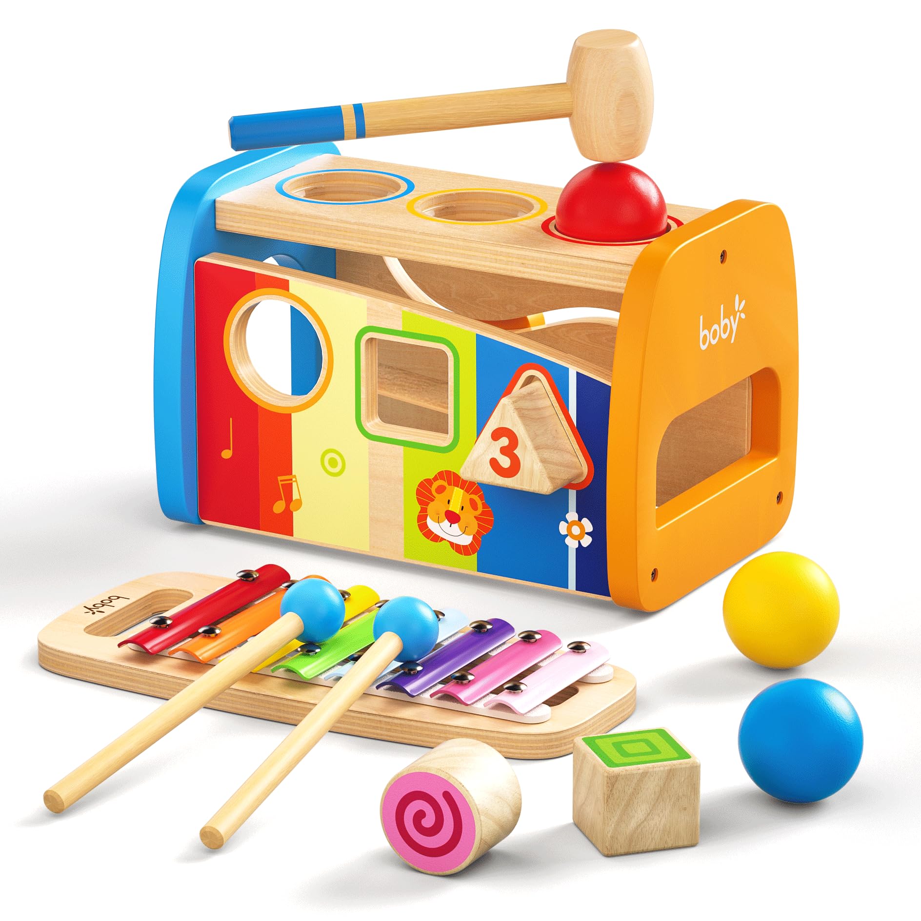 Montessori Hammering Toy for Toddlers 1-3 Years - 4-in-1 Pound & Tap Bench with Xylophone for Early Learning & Sensory Play