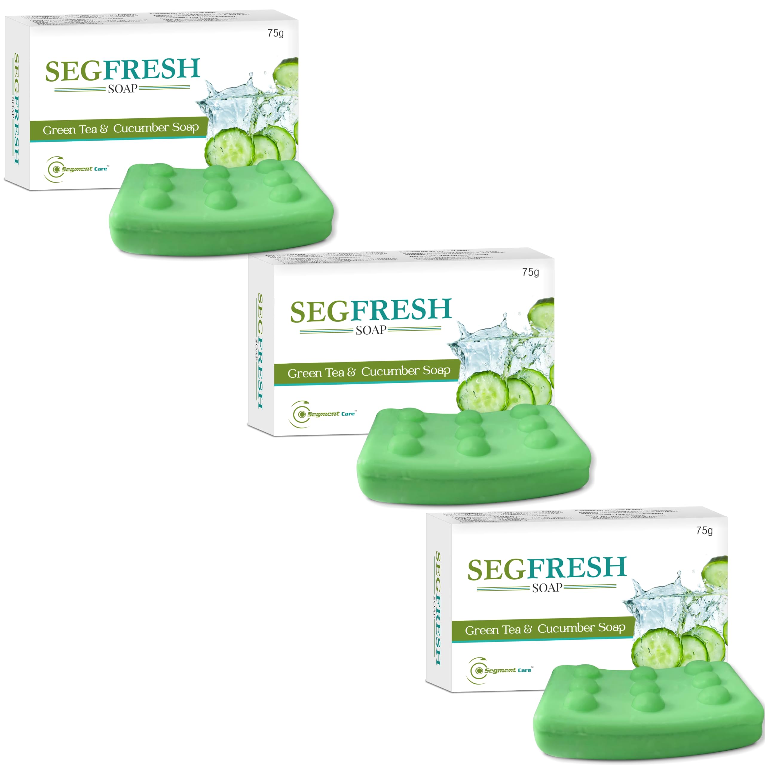Natural Green Tea & Cucumber Soap Bar - Chemical-Free, Vegan, Handmade - Pack of 3 (75g Each) for Face & Body Cleansing, Gift Sets, Spa Day & Sensitive Skin Care