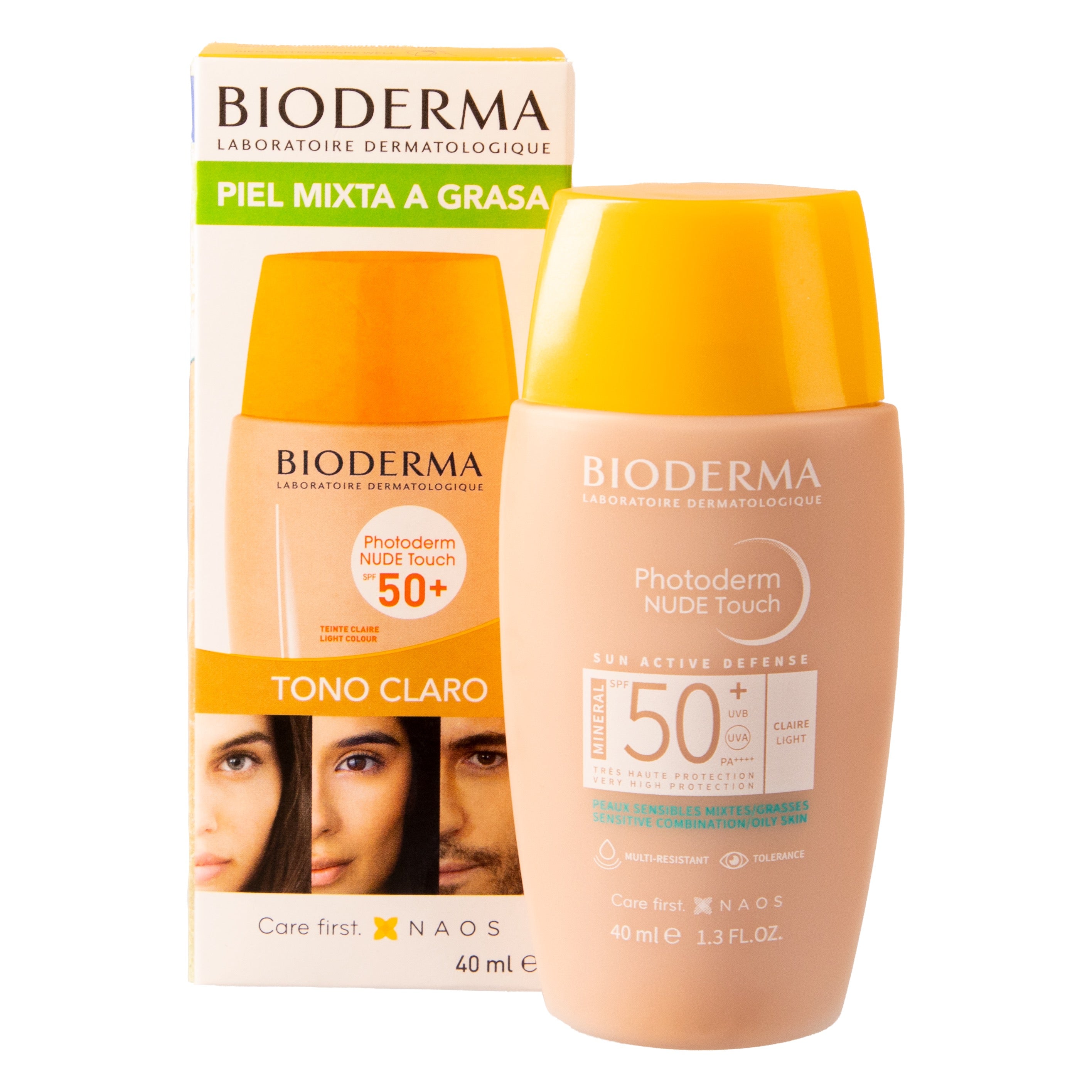 Photoderm NUDE Touch SPF 50+ Light Tone Sunscreen - Oil-Free Face Sun Protection for Sensitive Skin | Daily Use, Beach & Outdoor Activities