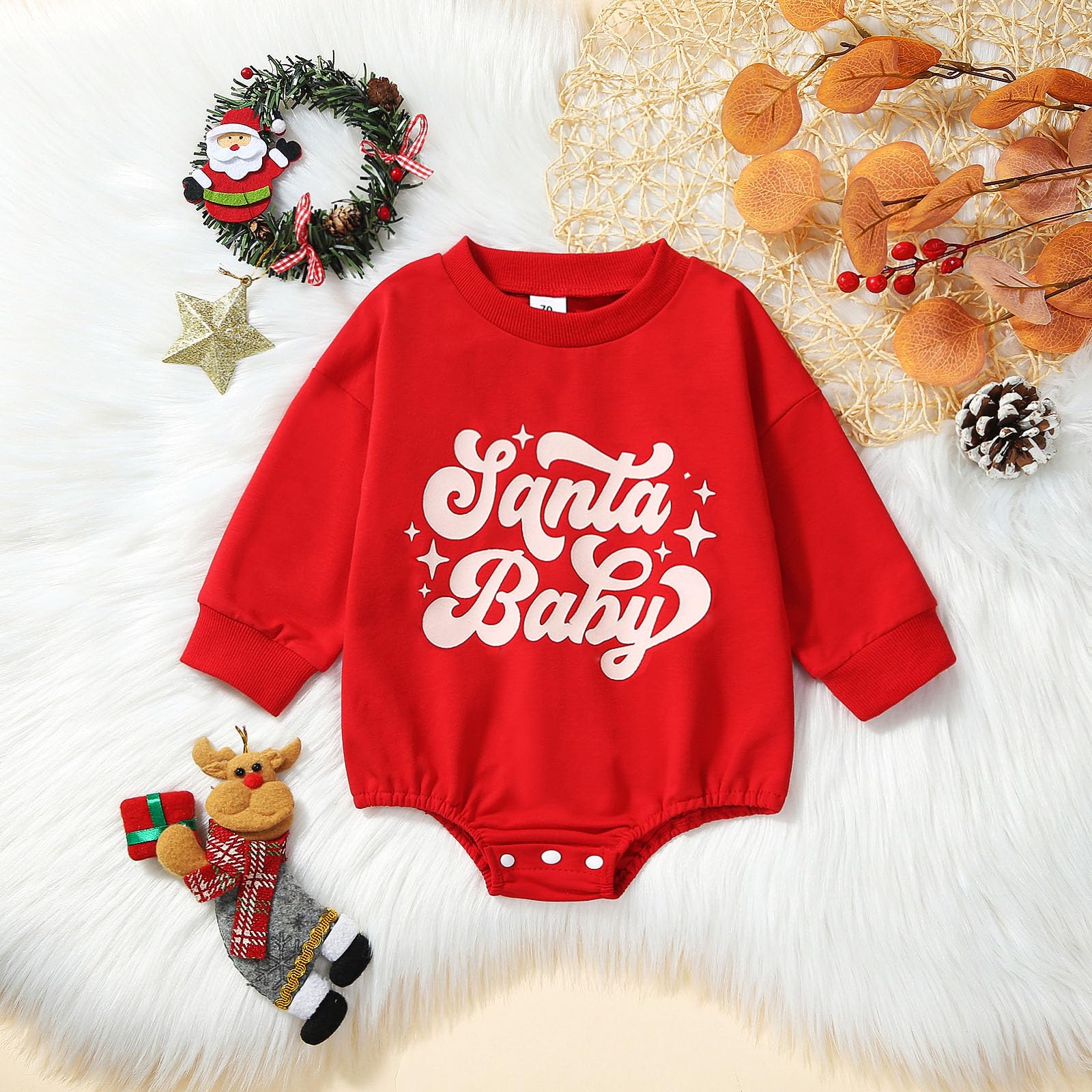 **MERSARIPHY Baby Christmas Clothes - Santa-Themed Sweatshirt Romper for Boys & Girls, Cozy Winter Outfits for Holiday Parties & Family Photos**