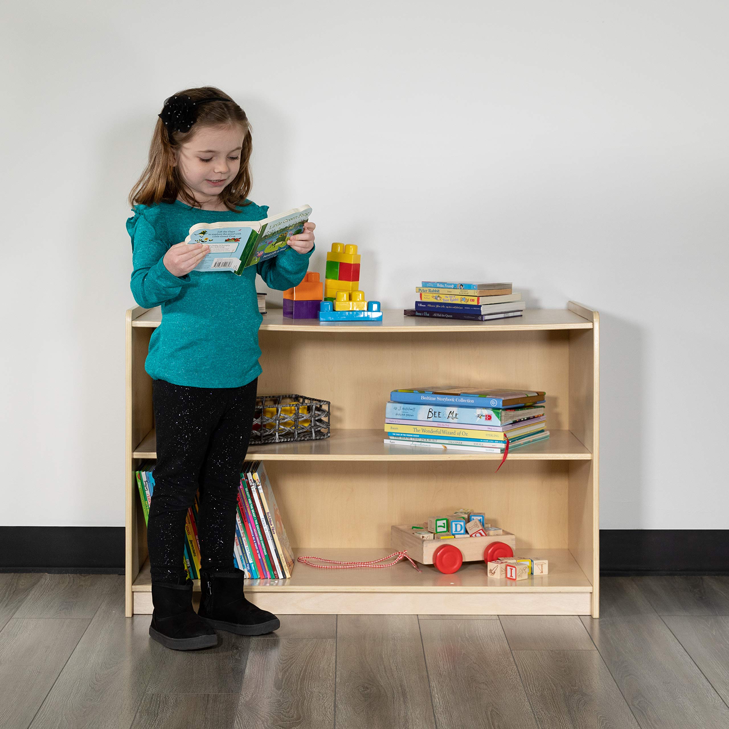 EMMA + OLIVER Wooden 2-Section School & Classroom Storage Cabinet - Organizer for Books, Supplies, Toys | Perfect for Teachers, Homeschooling & Office Organization