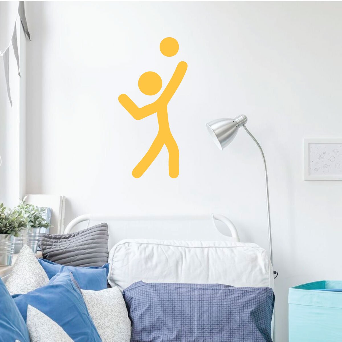 Volleyball Wall Decal - Vinyl Sports Decor for Bedroom, Playroom & Gym - Fun Stick Figure Player Design - Perfect for Game Room, Kids Room & Sports Fan Decorations