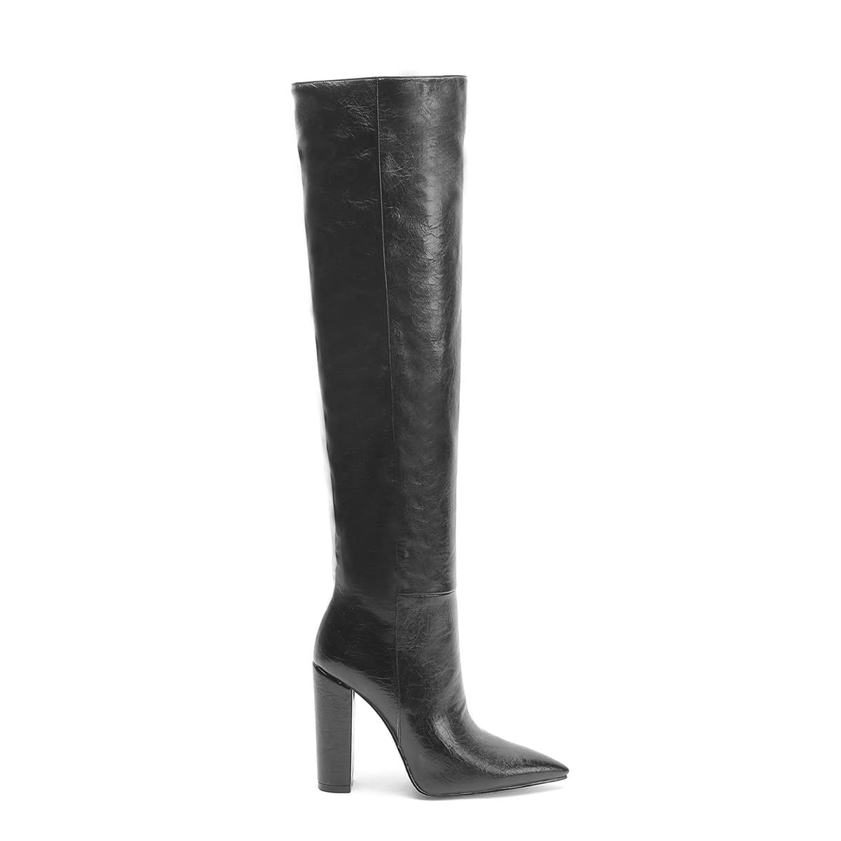 Women's Vintage Knee High Leather Boots with Block Heel - Chunky Heel Thigh High Dress Boots for Daily Wear | Perfect for Office, Dating & Winter Fashion