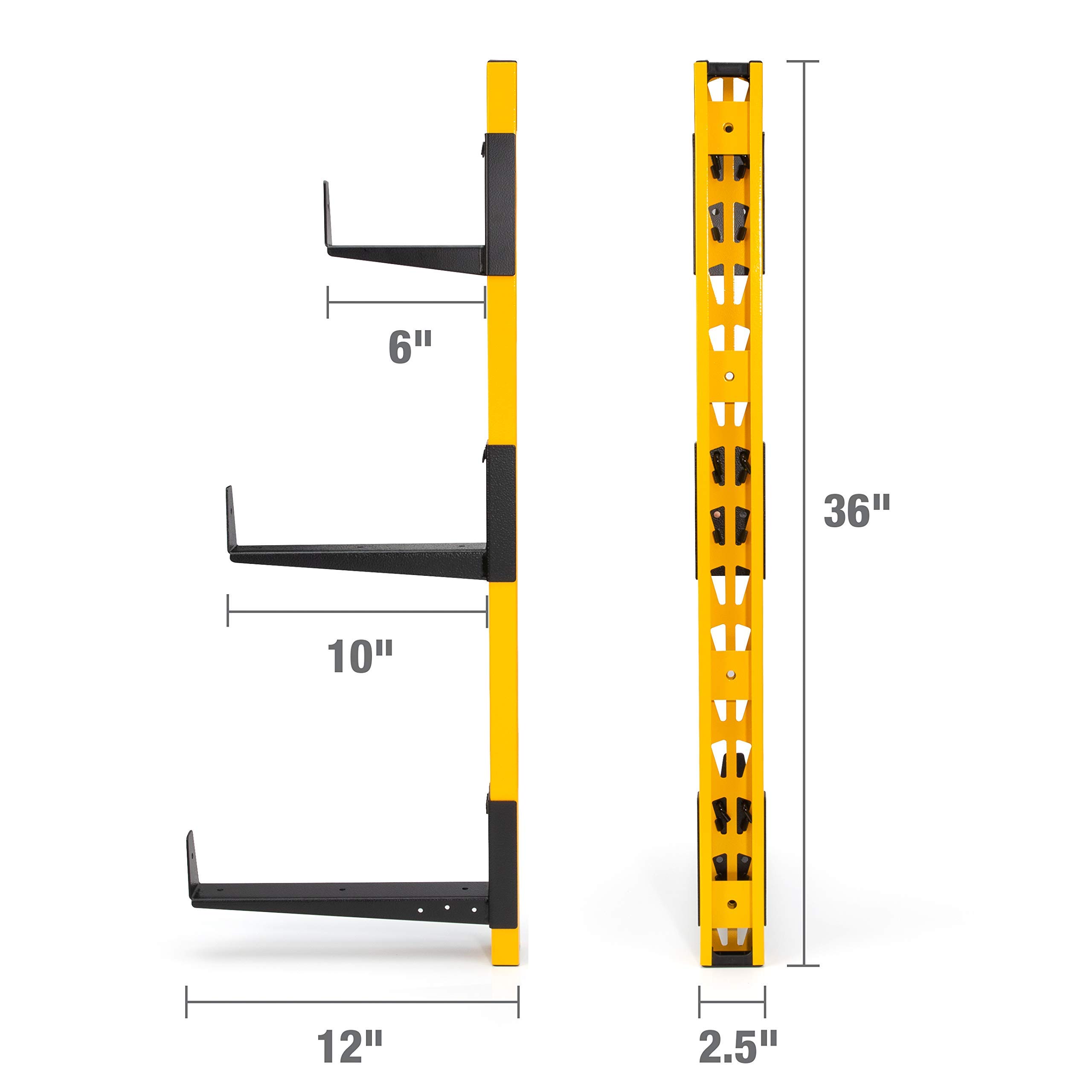 DEWALT DXSTACLR 3-Piece Wall Mount Cantilever Rack - Heavy Duty Garage Storage for Tools & Equipment - Perfect for Workshop, Garage & Industrial Organization