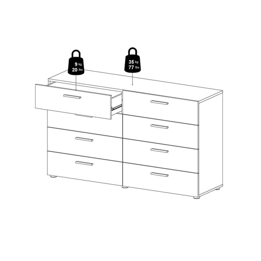 Pemberly Row 8-Drawer Double Dresser in Walnut - Solid Wood Bedroom Furniture for Storage & Organization | Perfect for Master Bedroom, Guest Room & Nursery