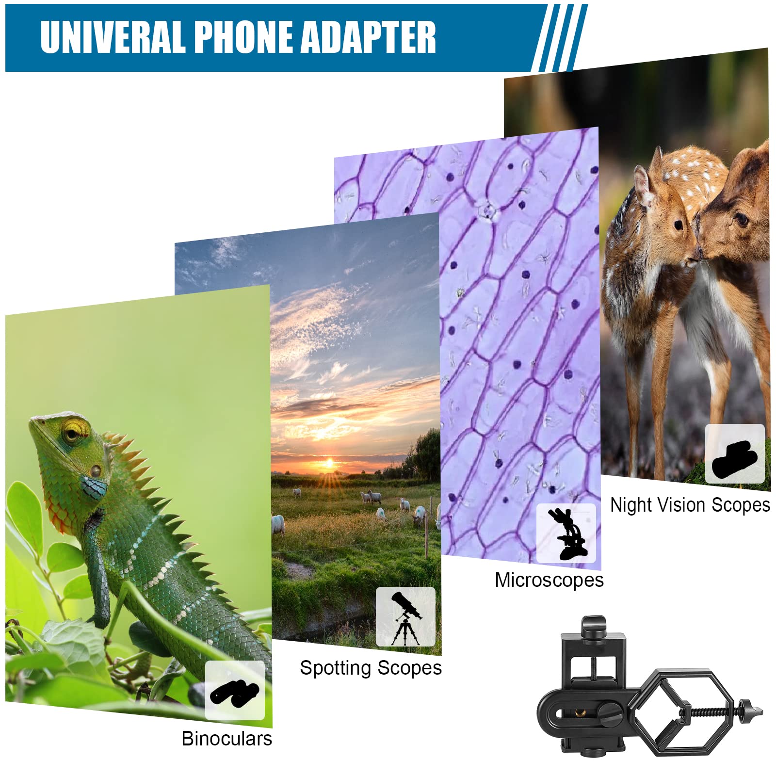 Universal Phone Holder & Tripod Stand for Sony Samsung Moto Smartphones - Compatible with Camera, Telescope, Microscope & Binoculars - Perfect for Photography, Stargazing, Science Exploration & Outdoor Adventures
