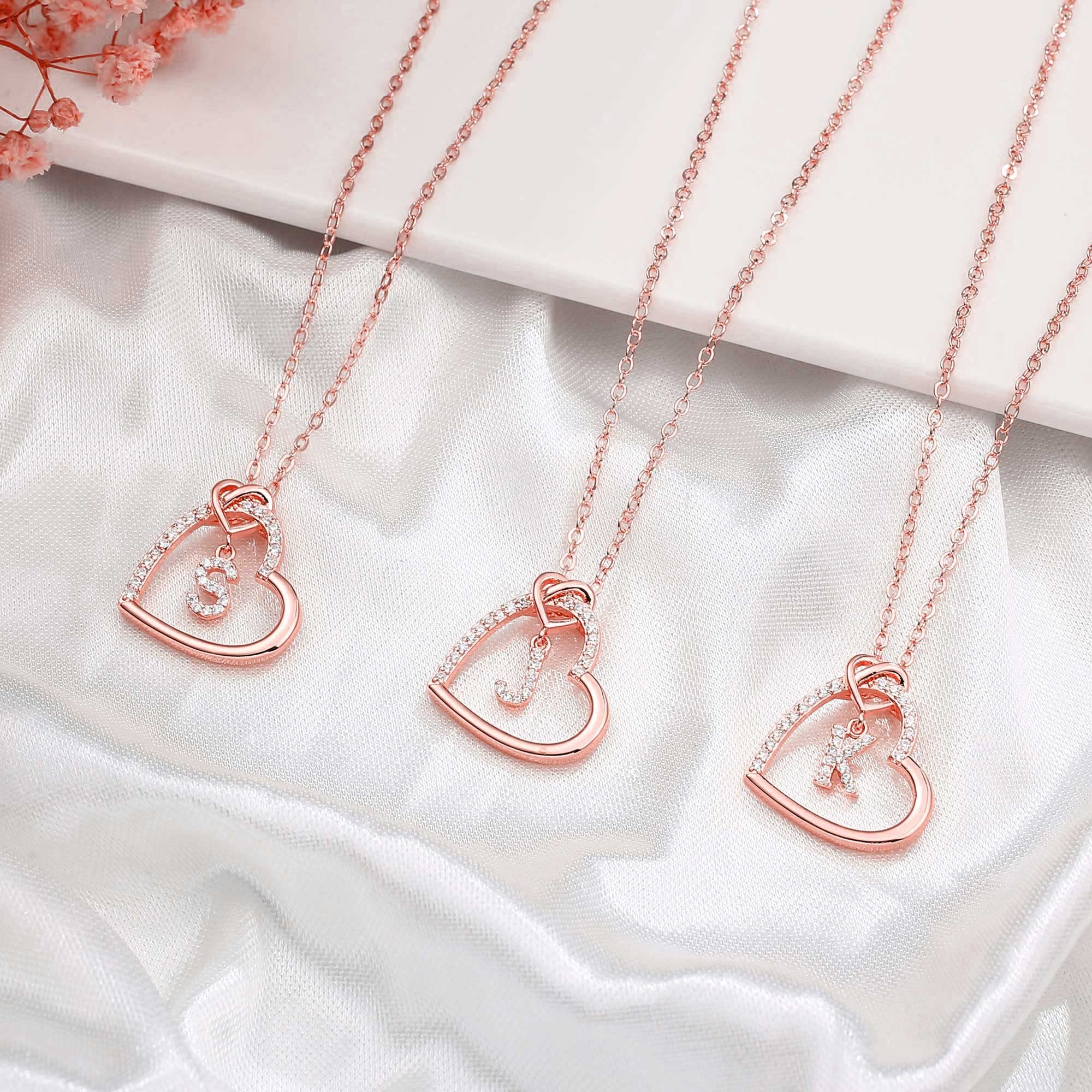 Elegant S925 Sterling Silver Heart Initial Necklace for Women & Girls - Personalized Letter Jewelry, Perfect Birthday Gift for Her, Mom, Wife, Girlfriend | Valentine's Day, Anniversary & Everyday Wear