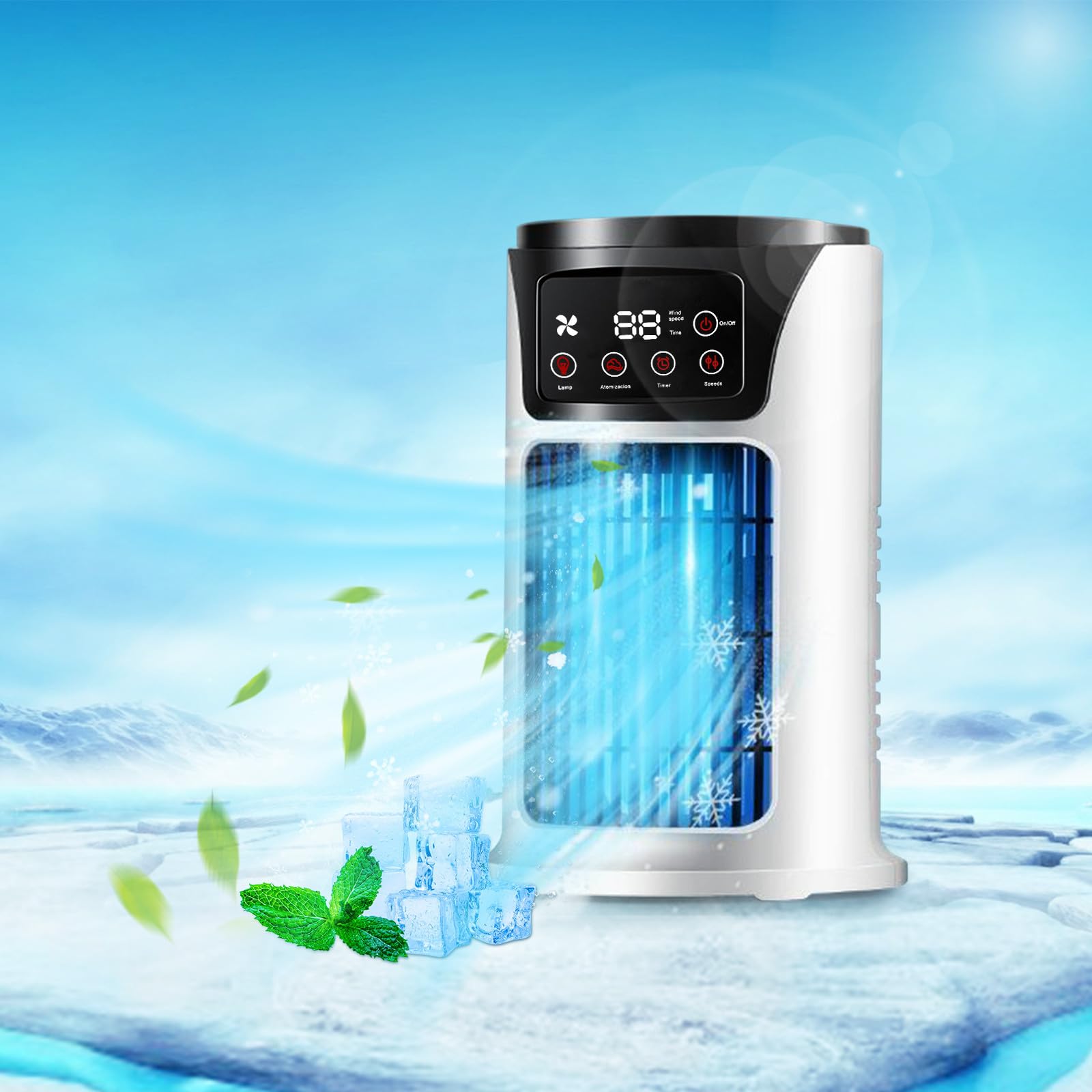 Portable Mini Desk Fan with Cool Mist Humidifier - 3-in-1 Adjustable Evaporative Air Cooler for Home, Office & Outdoor Use - Perfect for Summer, Travel & Personal Cooling