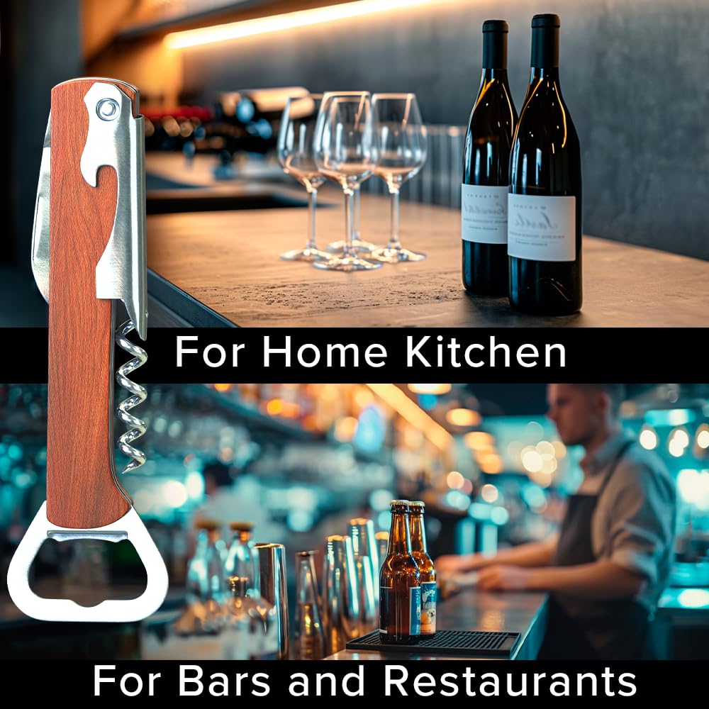 Professional Stainless Steel Bottle Opener & Beer Corkscrew - Heavy Duty Bar Tool for Bartenders, Home Use, Parties & Outdoor Adventures