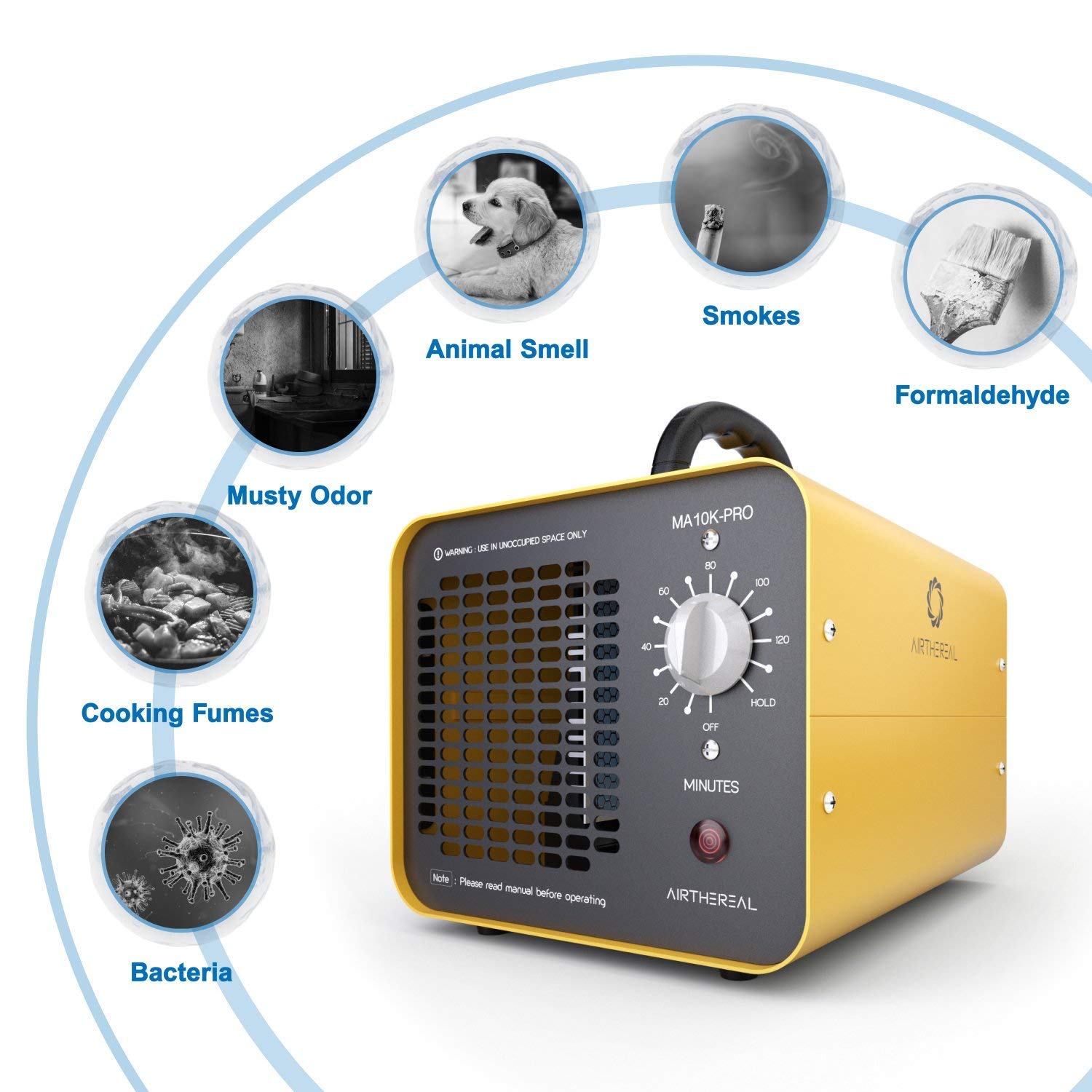 Airthereal MA5000 & MA10K-PRO Ozone Generator Bundle - 5000mg/h & 10000mg/h High Capacity O3 Air Purifier for Home, Office, and Commercial Use - Eliminates Odors, Mold, and Bacteria in Large Spaces