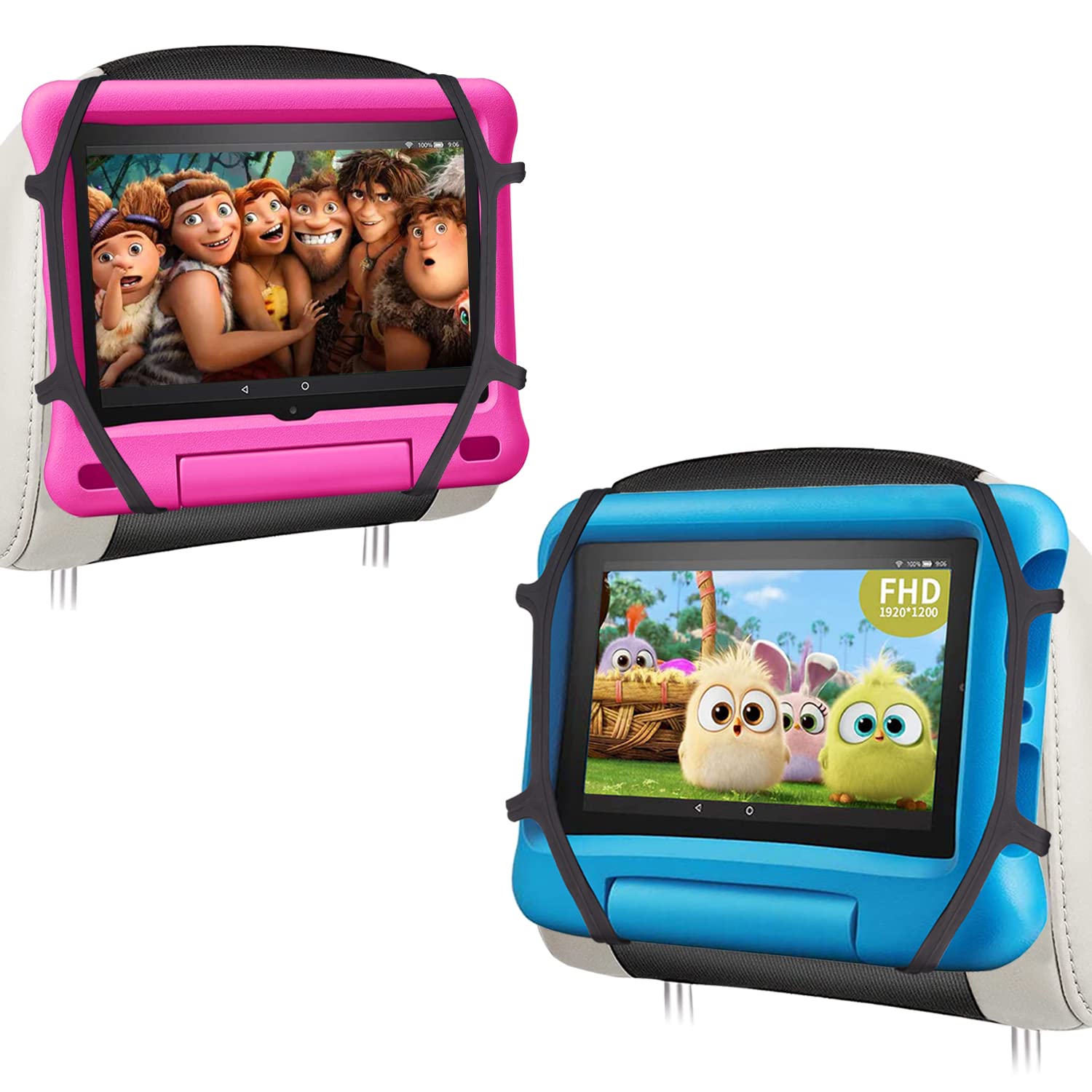MONEER 2 Pack Car Headrest Tablet Holder for Kids - Universal Adjustable Stand for 7 to 10.5 Inch iPads, Tablets & eReaders - Perfect for Road Trips & Backseat Entertainment