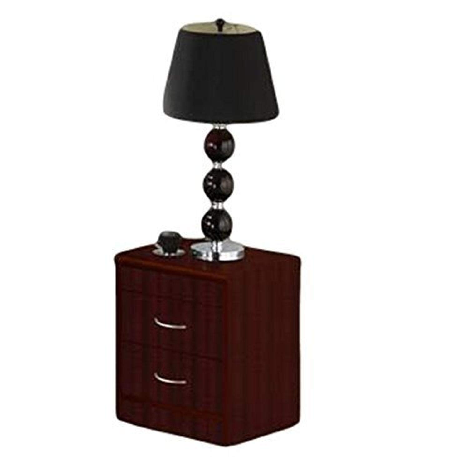 Hodedah 2-Drawer Nightstand Bedside Table - Solid Mahogany Wood (21.65