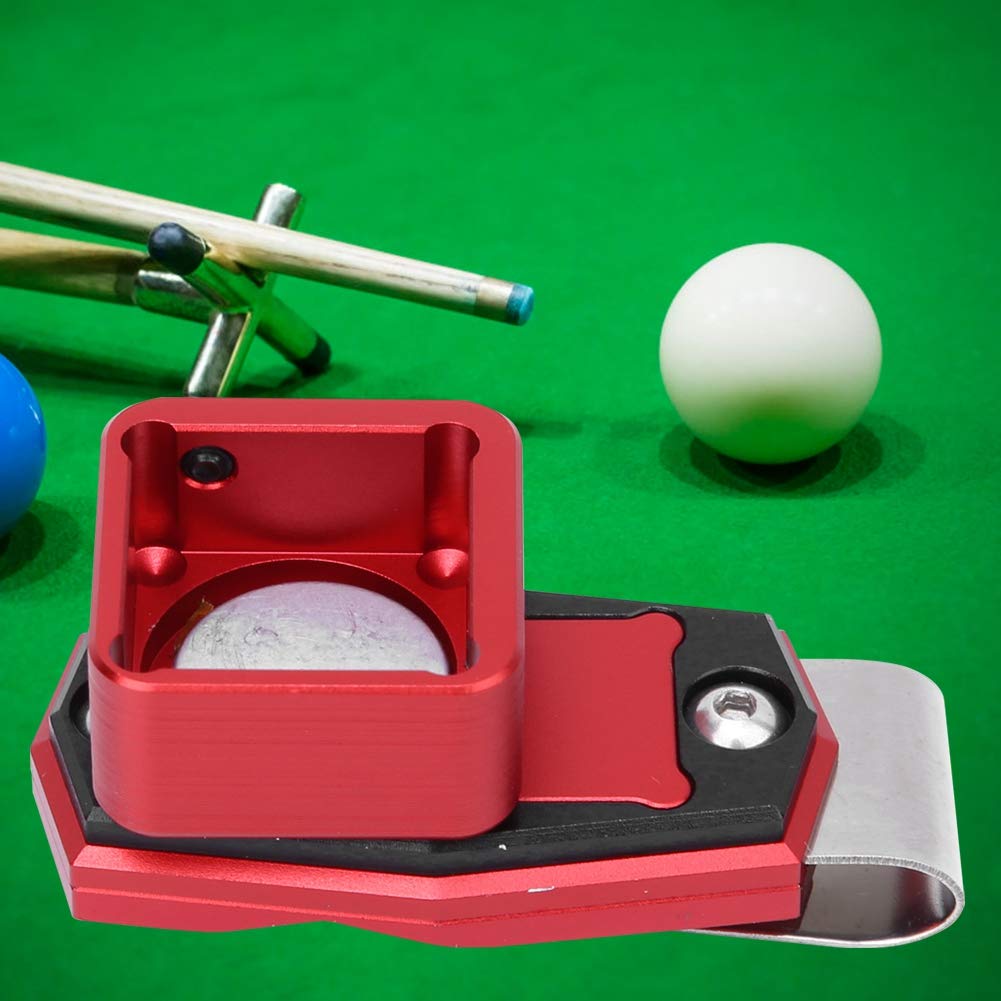 Alvinlite Magnetic Billiard Chalk Holder - Universal Portable Pool Chalk Carrier with Clips, Protective Aluminum Alloy Case for Snooker & Pool Cues - Pocket-Sized (Red) - Perfect for Bar, Home & Professional Pool Tables
