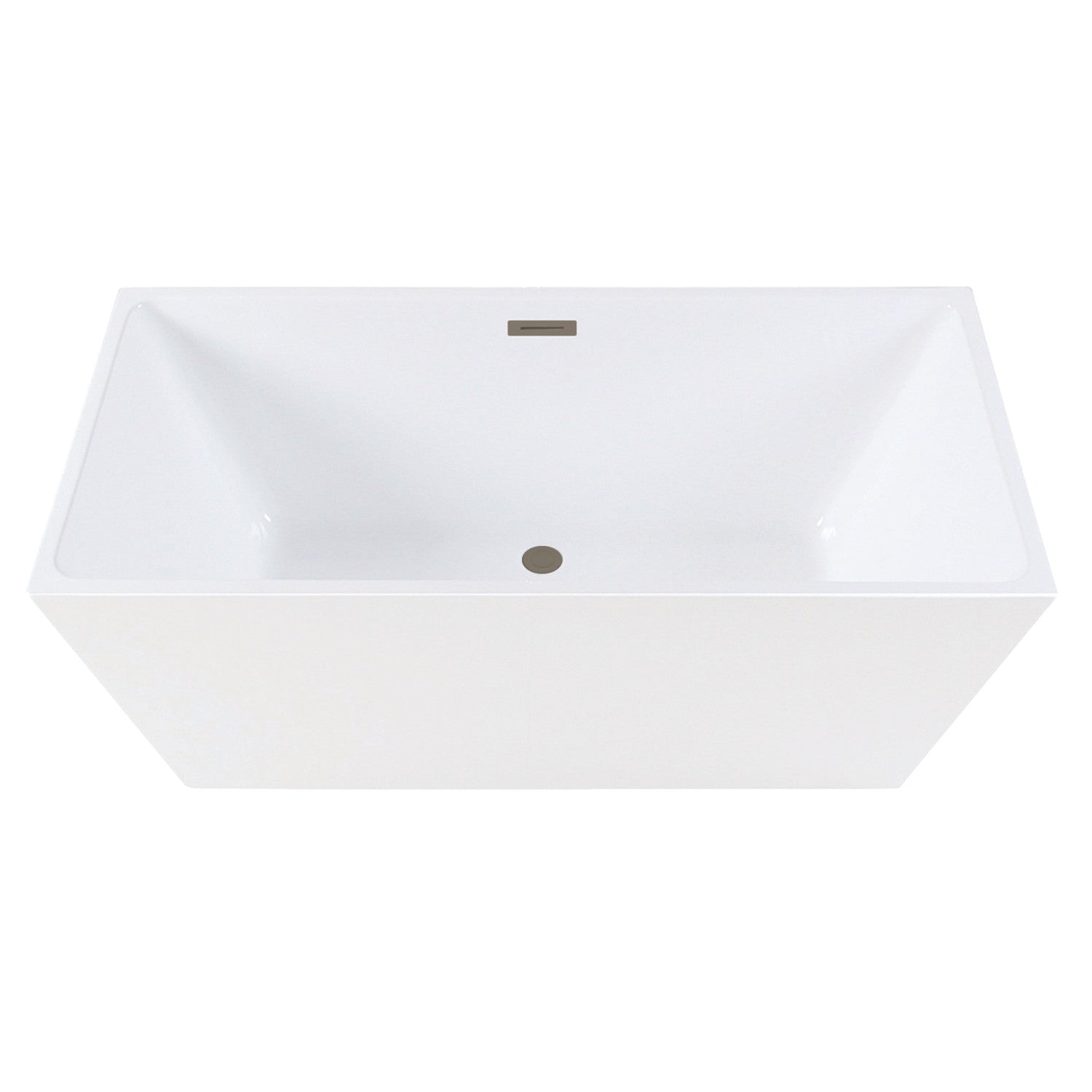 Aqua Eden 59 Inch Acrylic Freestanding Bathtub - Rectangular Double Ended Soaking Tub with Drain, Glossy White & Antique Brass Finish | Perfect for Luxury Bathrooms & Spa Retreats