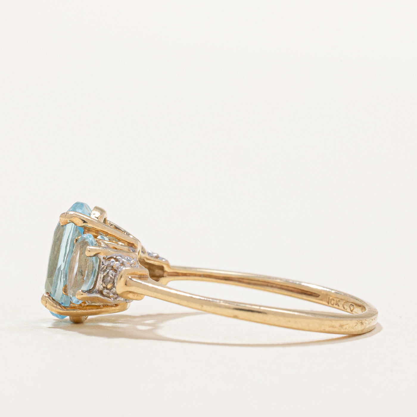 Blue Topaz and Diamond Three Stone Ring - 2.50ctw Gemstone & 0.01ctw Diamonds - Size 6.5 - Elegant Engagement, Anniversary or Gift Jewelry for Women