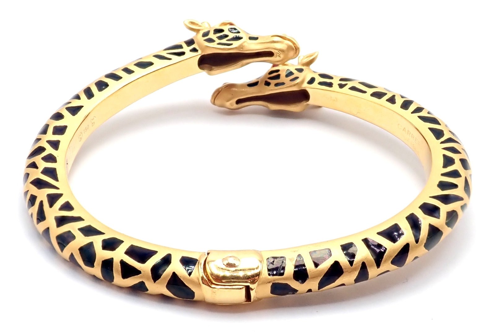 18k Yellow Gold Diamond Enamel Giraffe Bangle Bracelet by Carrera Y Carrera - Elegant Animal Jewelry for Women, Perfect Gift for Birthday, Anniversary & Special Occasions