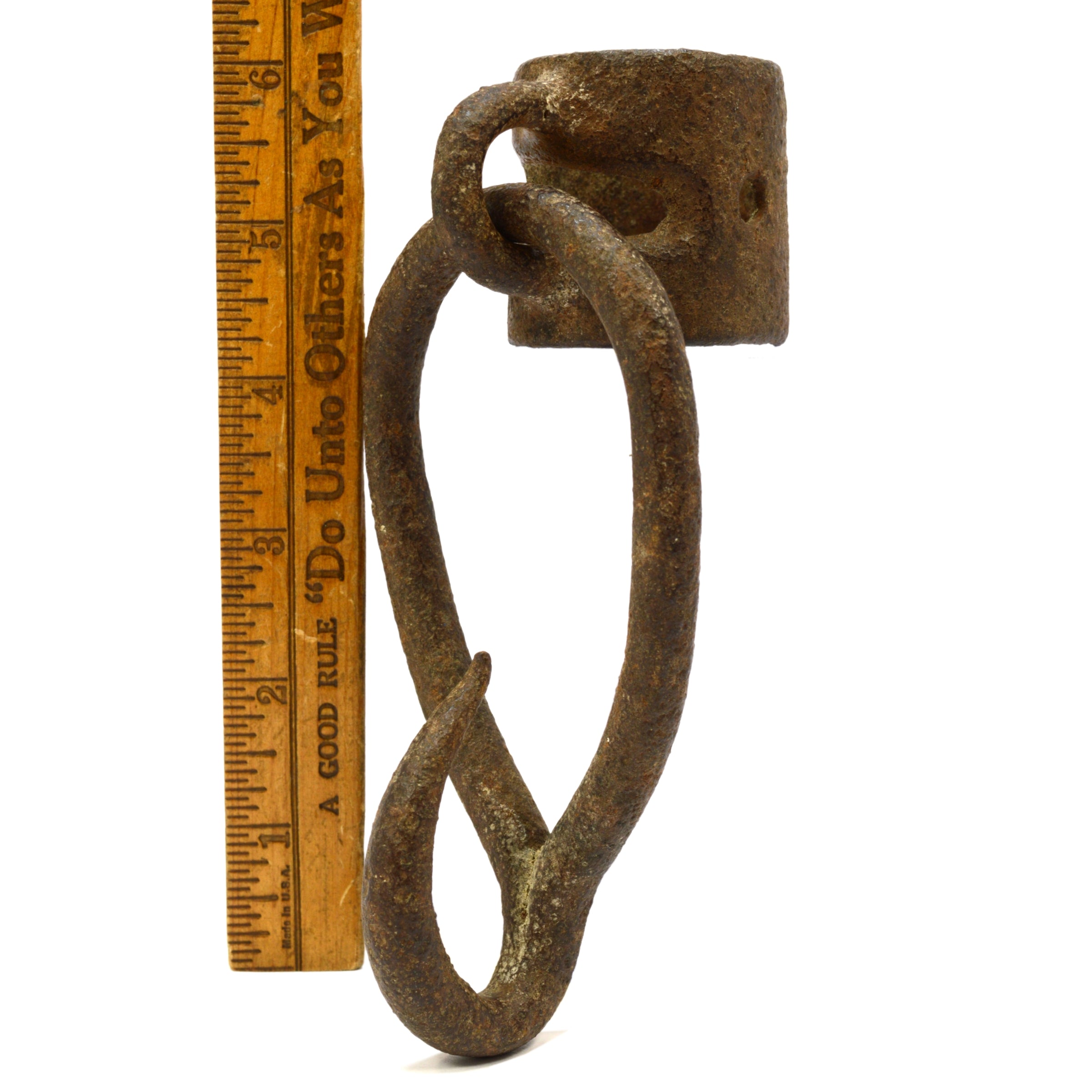 Vintage Cast Iron Pole Top Hook - Rustic Farmhouse Barn Hanging Hardware for Outdoor Decor & Garden Use