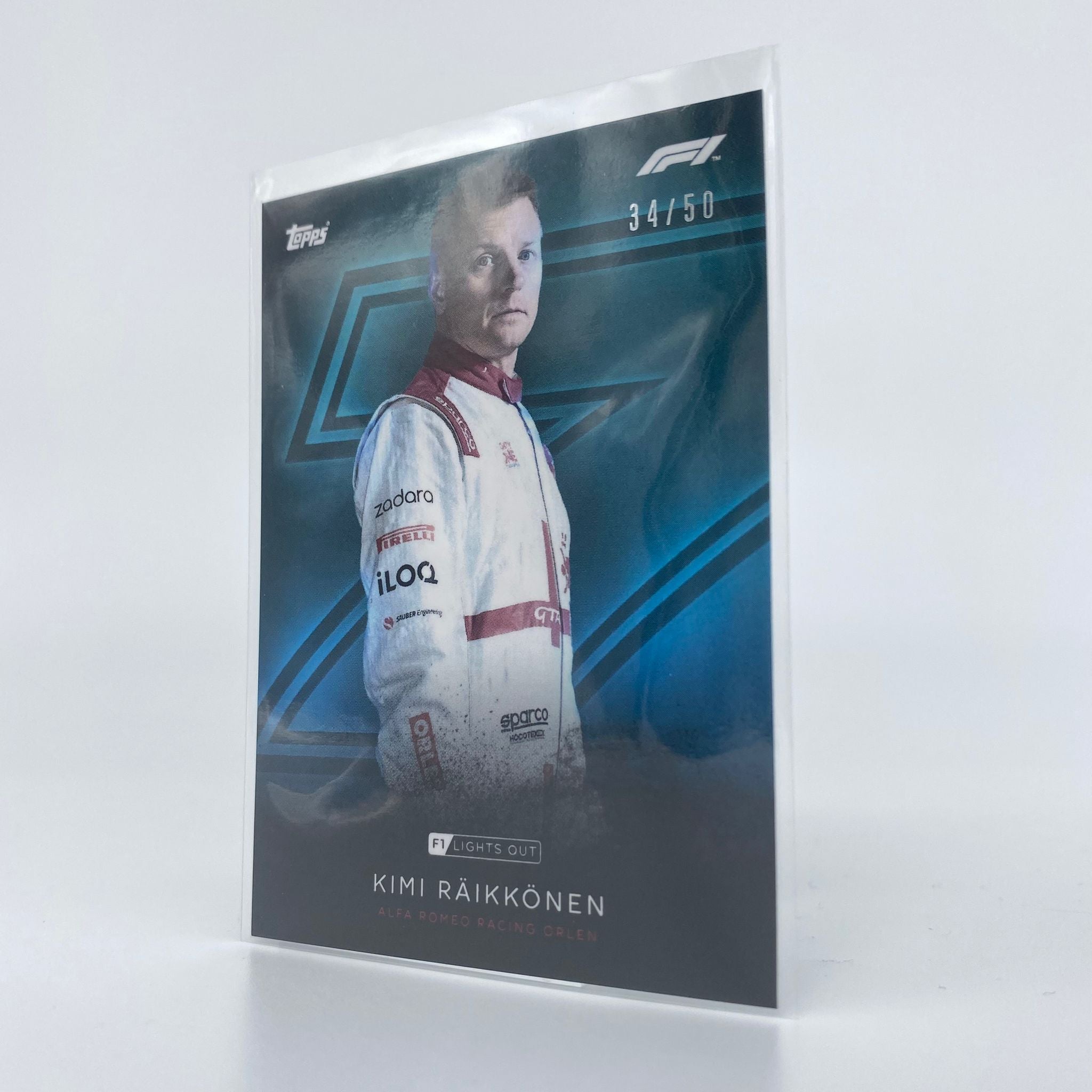 Kimi Raikkonen 34/50 Aqua Parallel F1 Racing Driver Collectible - Perfect for F1 Fans, Sports Memorabilia Collections, and Home Decor