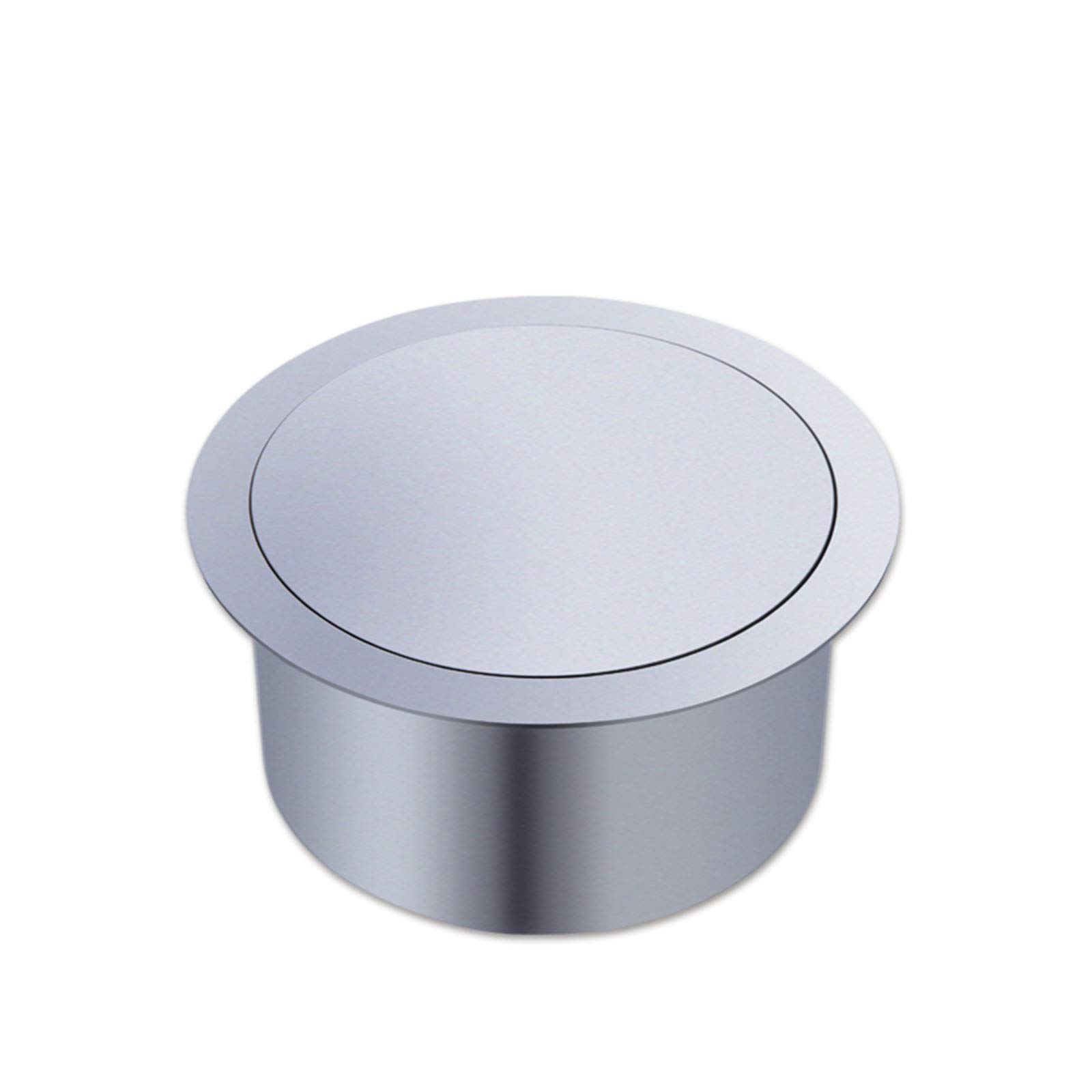 Stainless Steel Round Built-In Countertop Trash Chute Lid - Balanced Swing Flap Cover for Flush Mount Grommet Waste Bins | Perfect for Kitchen Islands, Bathrooms & Office Countertops
