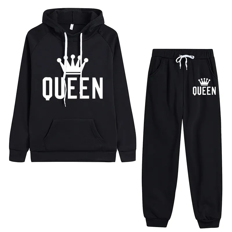 Women's Autumn Winter Hoodie & Fleece Pants 2-Piece Tracksuit Set - Cozy Casual Jogging Outfit for Running, Lounging & Streetwear Fashion