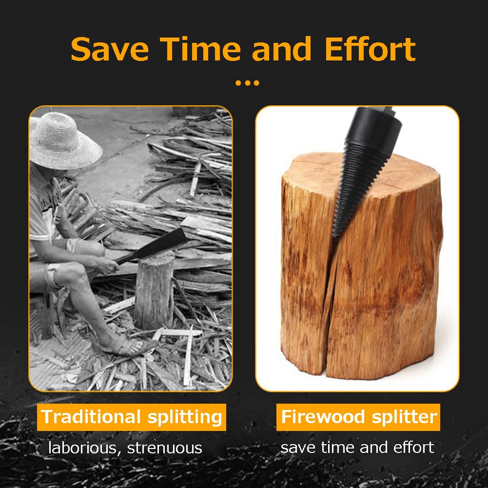2Pcs 32mm Wood Splitting Drill Bit - Heavy Duty Firewood Splitter & Kindling Splitter for Log Splitting | Perfect for Fireplace, Camping, Wood Stove & DIY Wood Chopping Projects