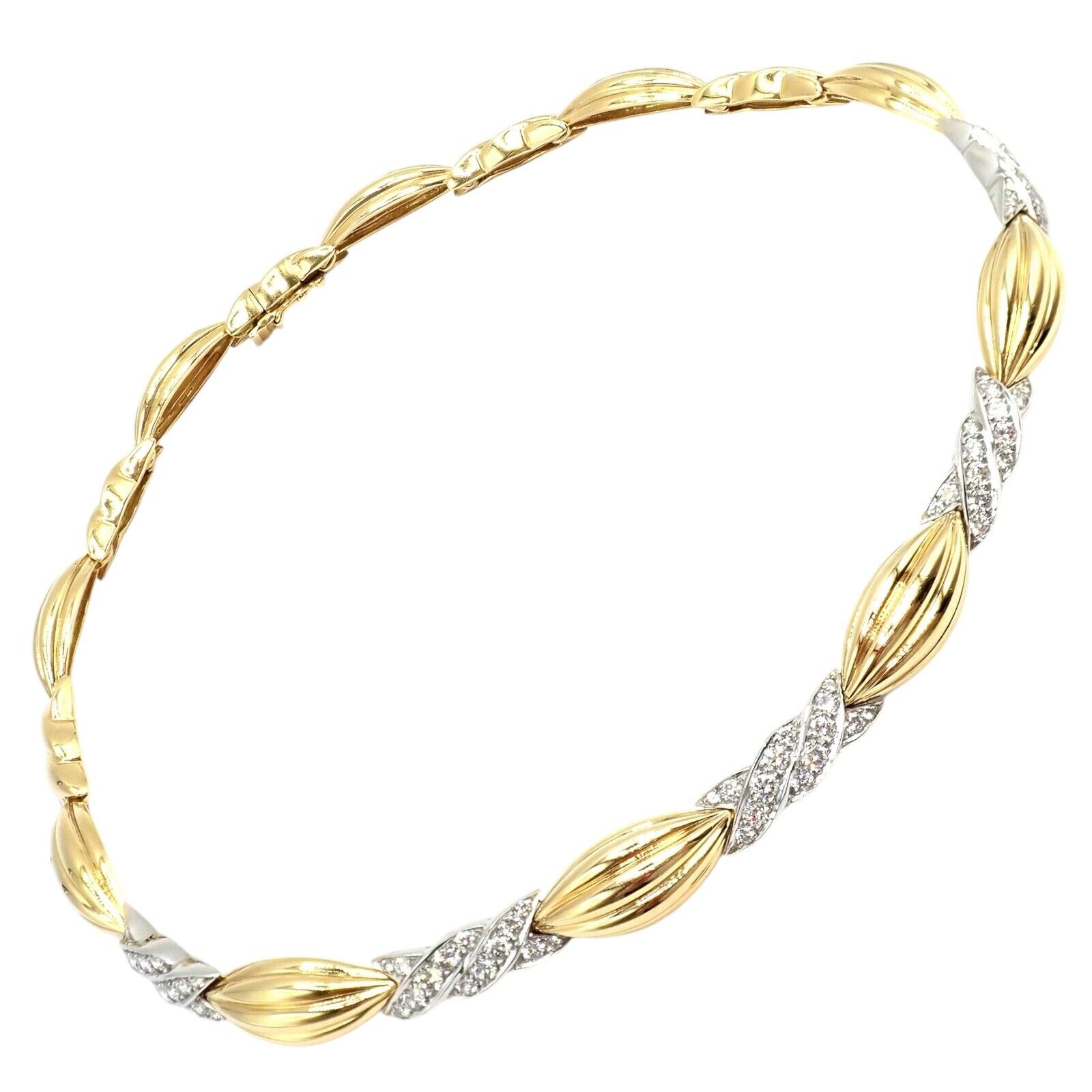 Authentic Tiffany & Co 18k Yellow & White Gold 4 Carat Diamond Candy Necklace - Elegant Jewelry Gift for Women, Perfect for Anniversaries & Special Occasions