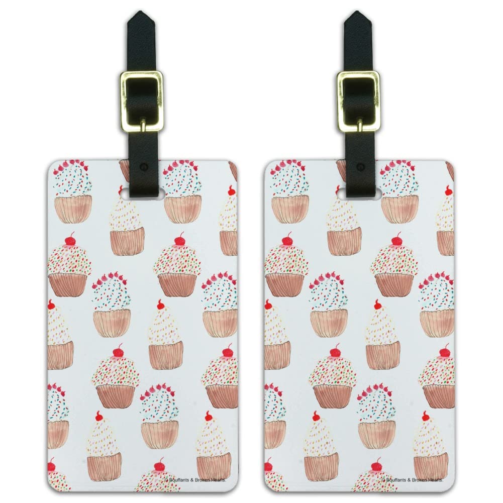 Elegant Cupcake Dessert Pattern Luggage ID Tags - Set of 2 for Carry-On Bags, Suitcases & Travel Accessories | Perfect for Airports, Vacations & Business Trips