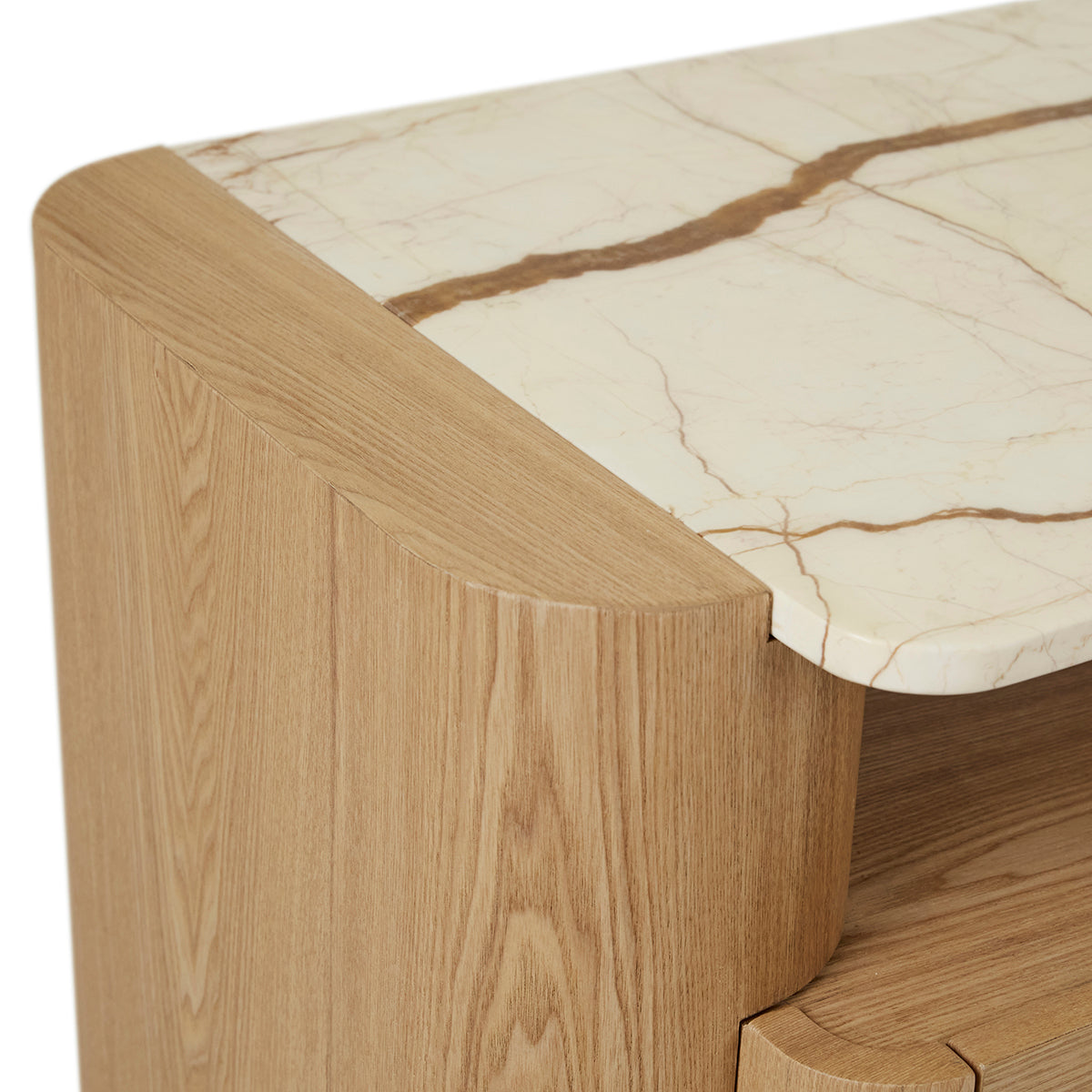 Floyd Marble TV Stand with Storage - Modern Entertainment Center for Living Room, Bedroom & Home Theater - Stylish Media Console with Shelves & Cabinets