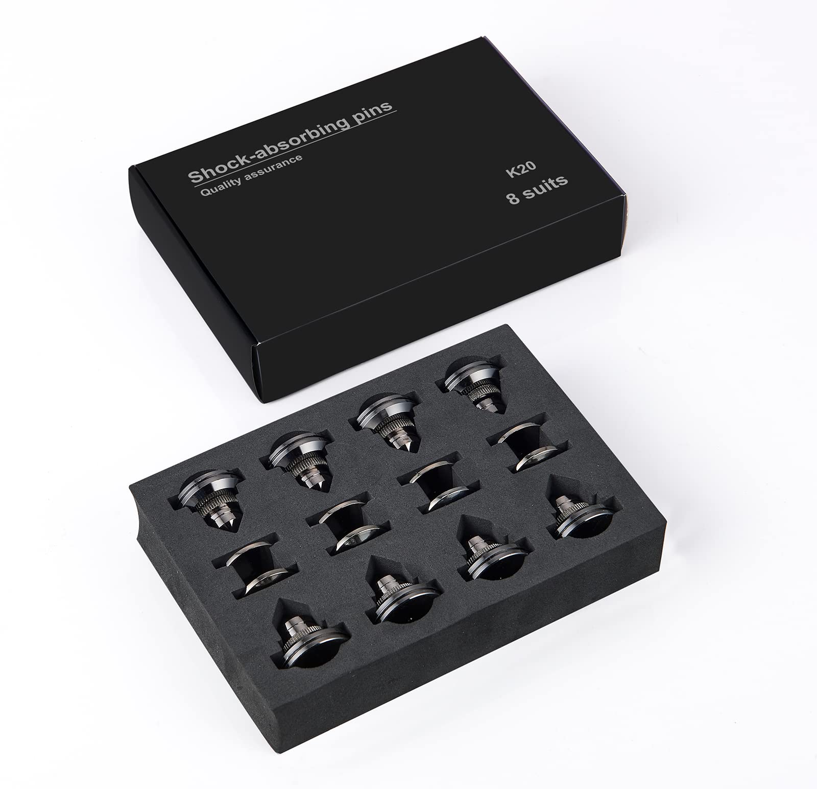 Premium Speaker Spikes Floor Protectors (8pcs) - Adjustable Shockproof Isolation Stand Feet for HiFi Amplifier, Subwoofer, DAC Recorder & Turntable - Non-Slip Cone Base Pads with Adhesive (Black) - Perfect for Home Theater, Studio & Audiophile Setups