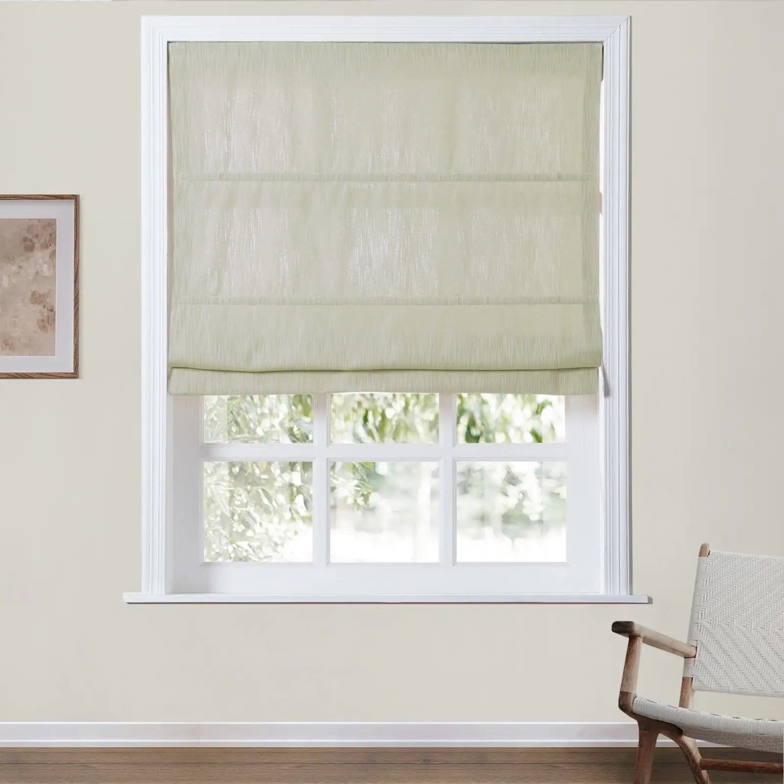 Cloe Cotton Blend Cordless Roman Shade - Blackout Window Treatment for Bedroom & Living Room - Plus Size Home Decor