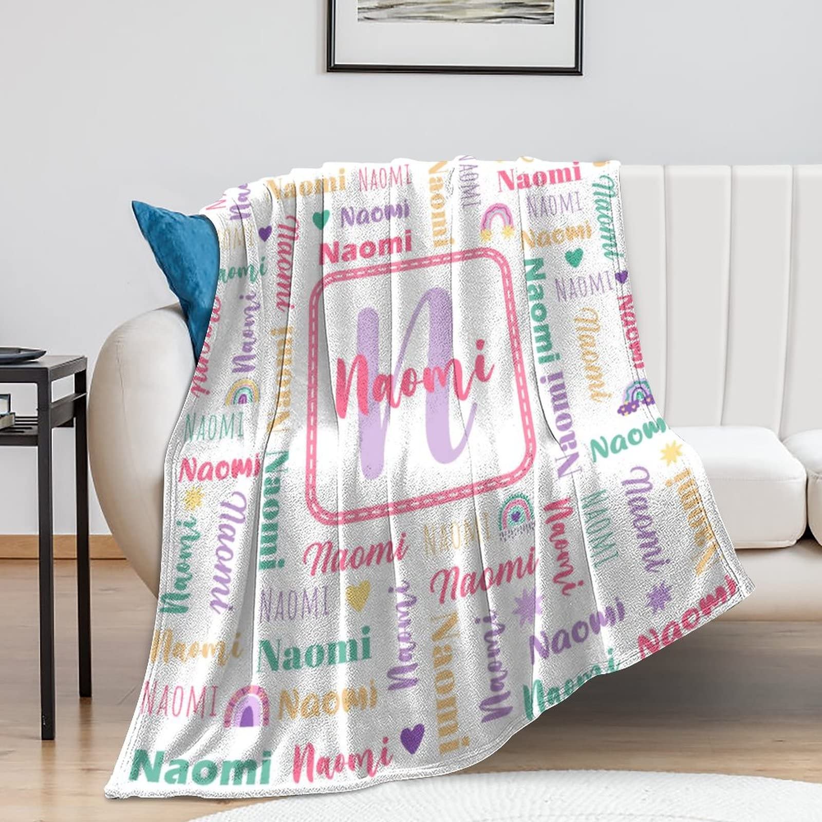 Personalized Baby Blankets for Boys & Girls - Custom Name Throw Blankets for Kids & Adults - 30
