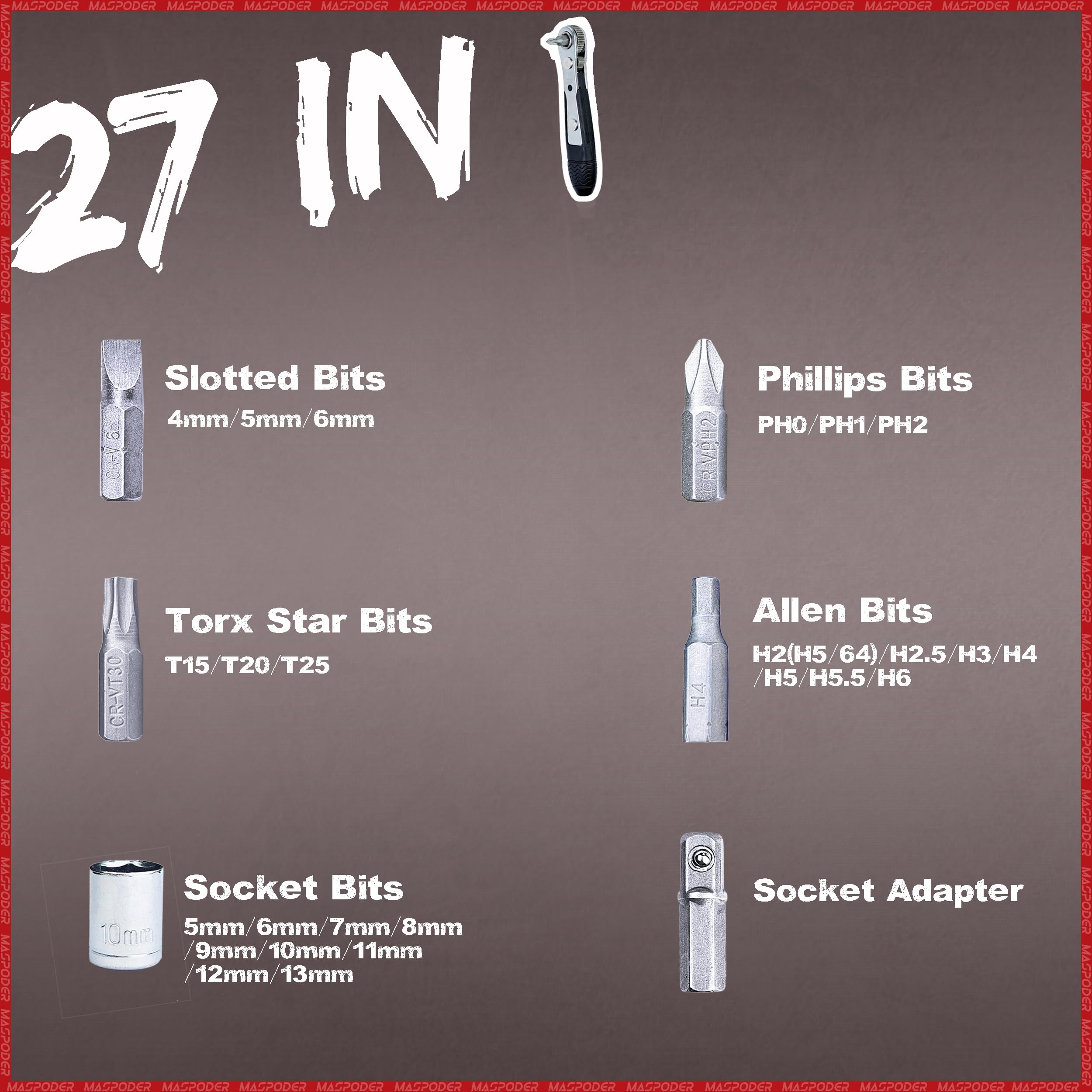 **26-in-1 Bike Repair Tool Kit with Mini Ratchet Wrench, Saddle Bag, Pump & Tire Levers – Complete Bicycle Multitool Set for Road & Mountain Bikes (MTB) – Perfect for On-the-Go Repairs & Maintenance**