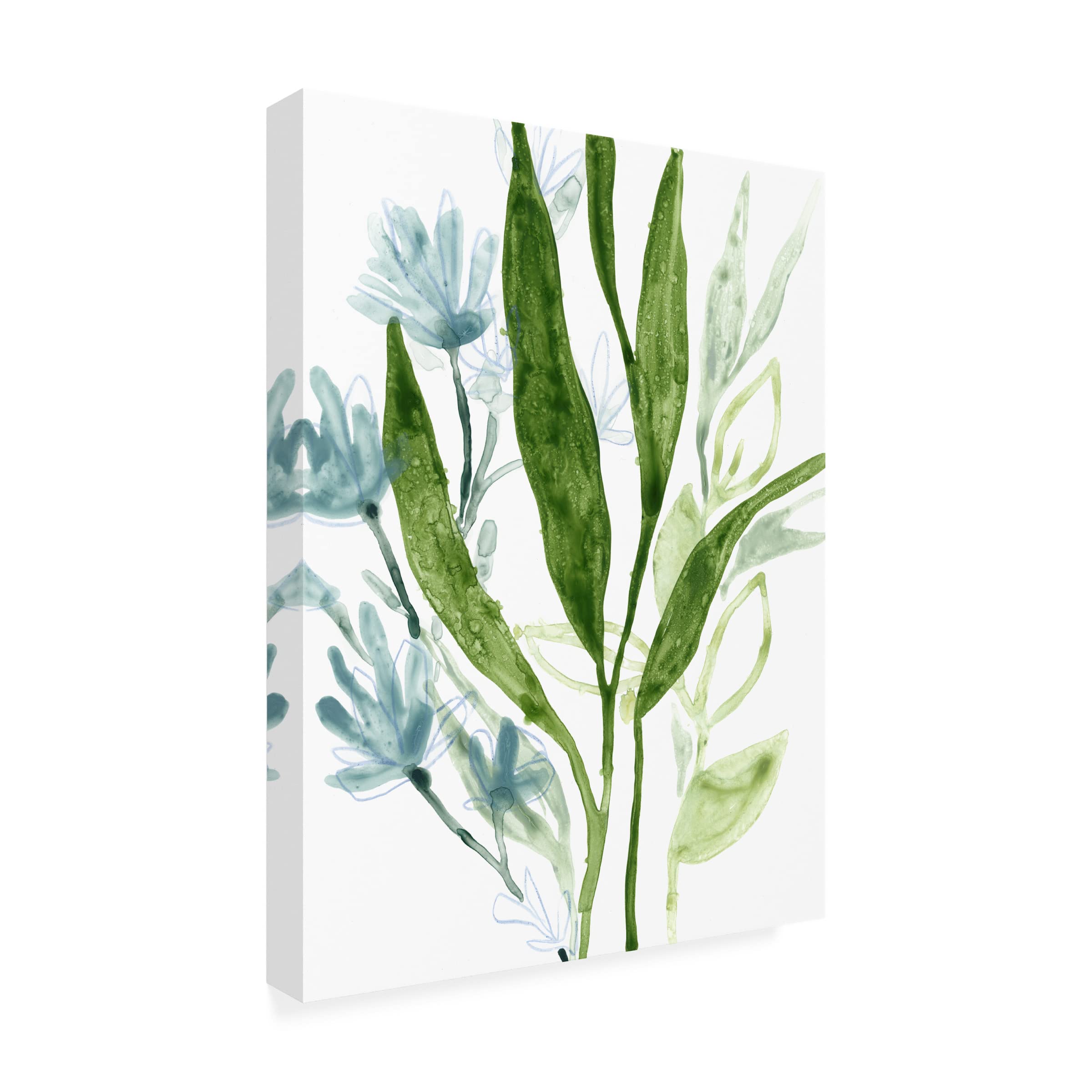 June Erica Vess 'Meadow Blues IV' Canvas Wall Art Print - Blue Floral Landscape Painting for Living Room, Bedroom & Office Decor