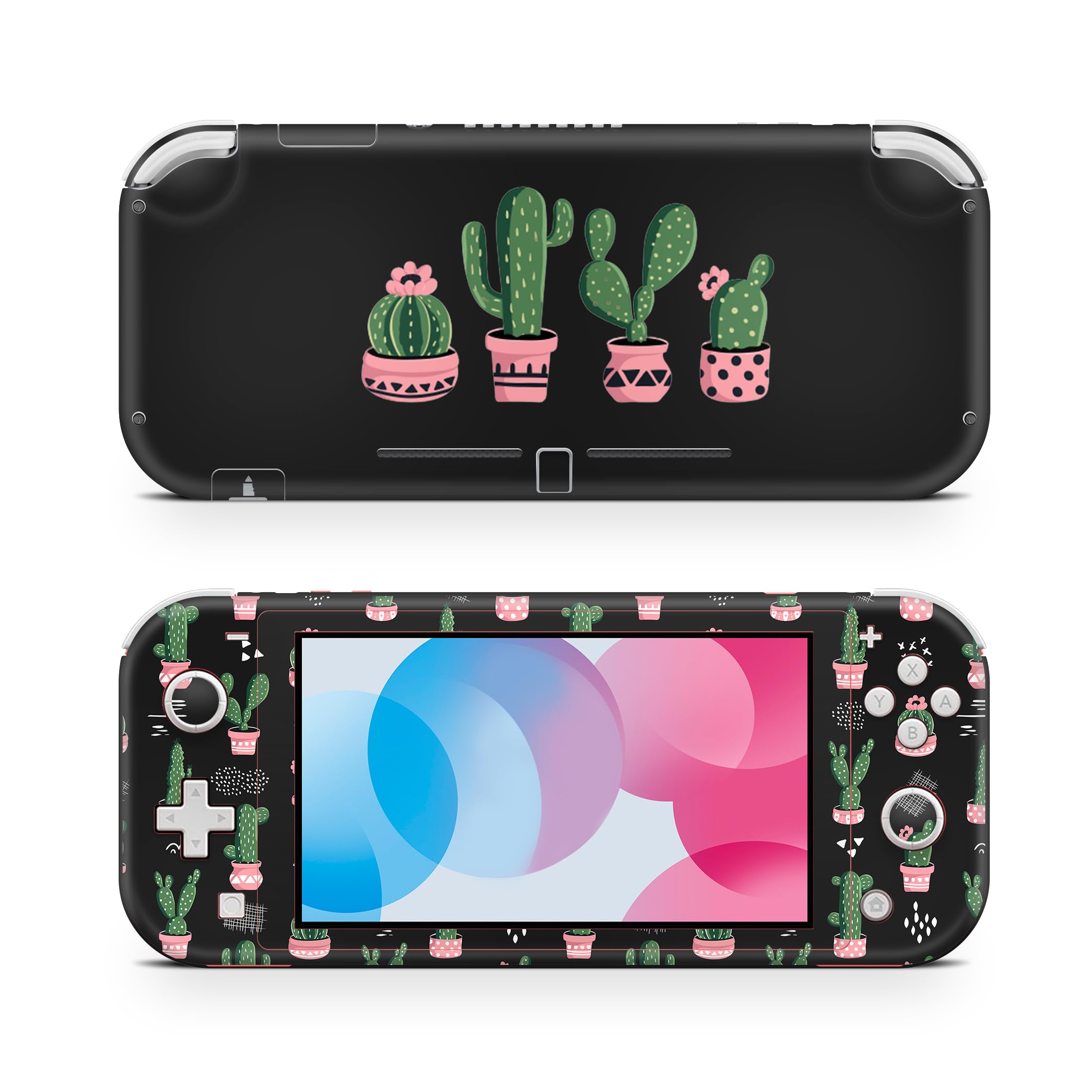 ZOOMHITSKINS Nintendo Switch Lite Skin - Cactus Black Green Pink Cartoon Desert Design | 3M Vinyl Protective Cover | Durable & Precise Fit | Easy to Install | Made in USA | Perfect for Gaming Protection & Personalization
