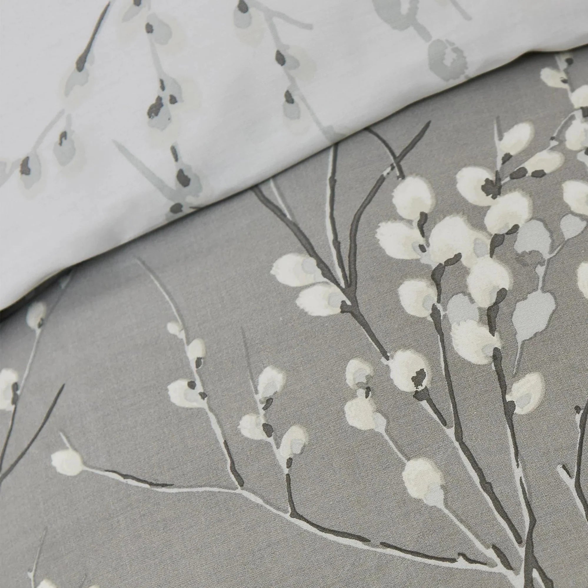 Laura Ashley Pussy Willow Duvet Cover Set - Queen Size, Steel Blue Floral Bedding Set with Pillowcases - Soft & Breathable Cotton for Cozy Bedroom Decor