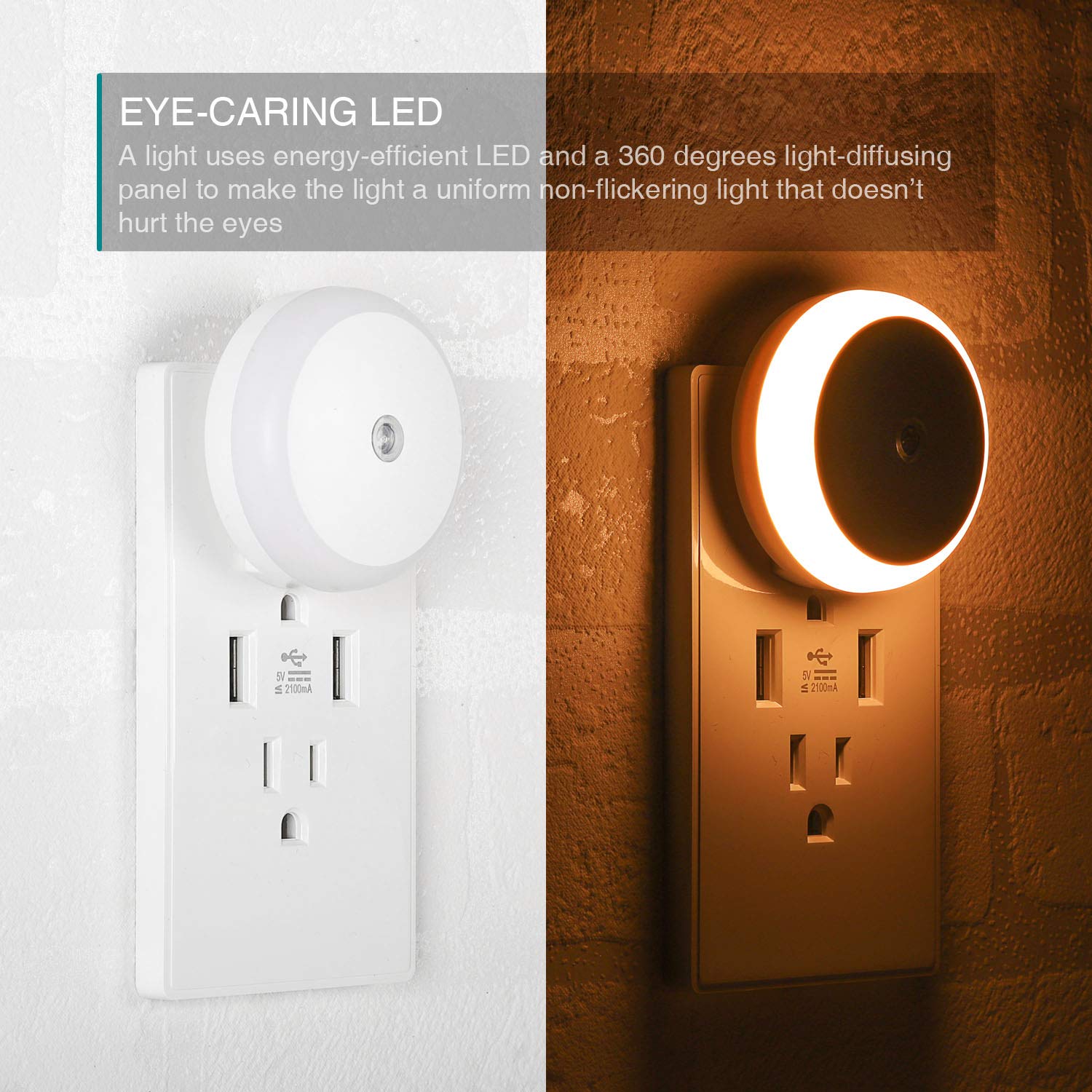 4 Pack LED Night Light Plug in with Dusk to Dawn Sensor - Energy Efficient Night Light for Bathroom, Bedroom, Kitchen & Hallway - Perfect for Safe Nighttime Navigation and Soft Ambient Lighting