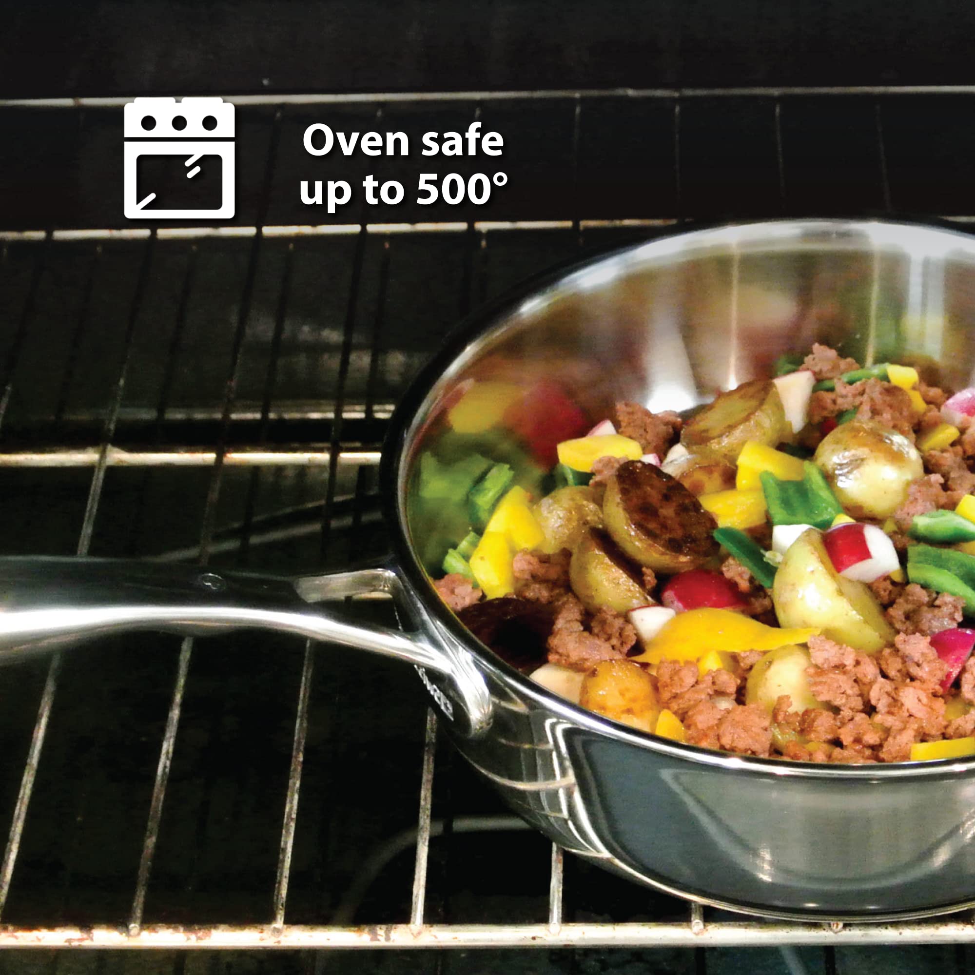 Premium Swiss Diamond 5-Ply Stainless Steel 6.7 Quart Dutch Oven with Lid - Induction Compatible Soup Pot (9.5 Inch), Satin Exterior Finish - Oven & Dishwasher Safe for Baking, Stewing & Slow Cooking