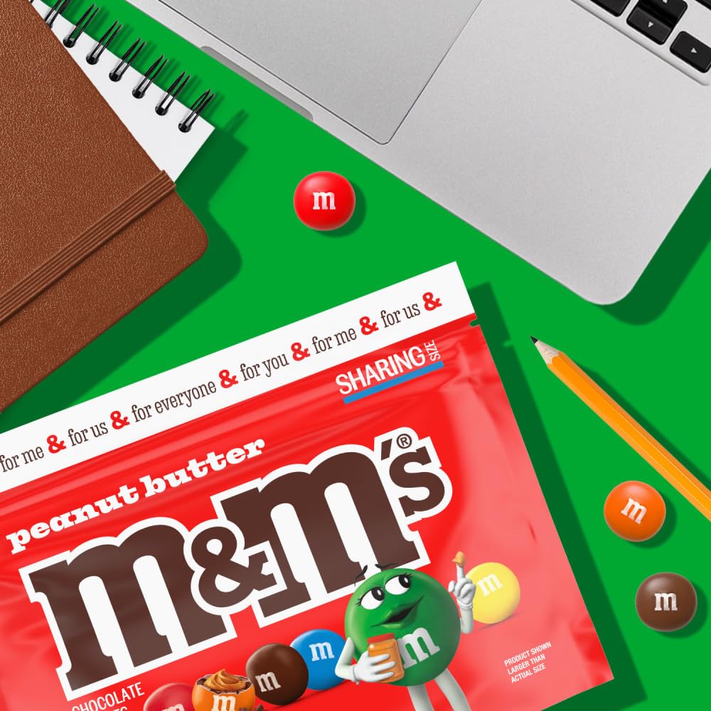 M&M'S Peanut Butter Milk Chocolate Candy - 9 oz Sharing Size Bag | Bulk Candy for Parties, Office Snacks & Halloween Treats
