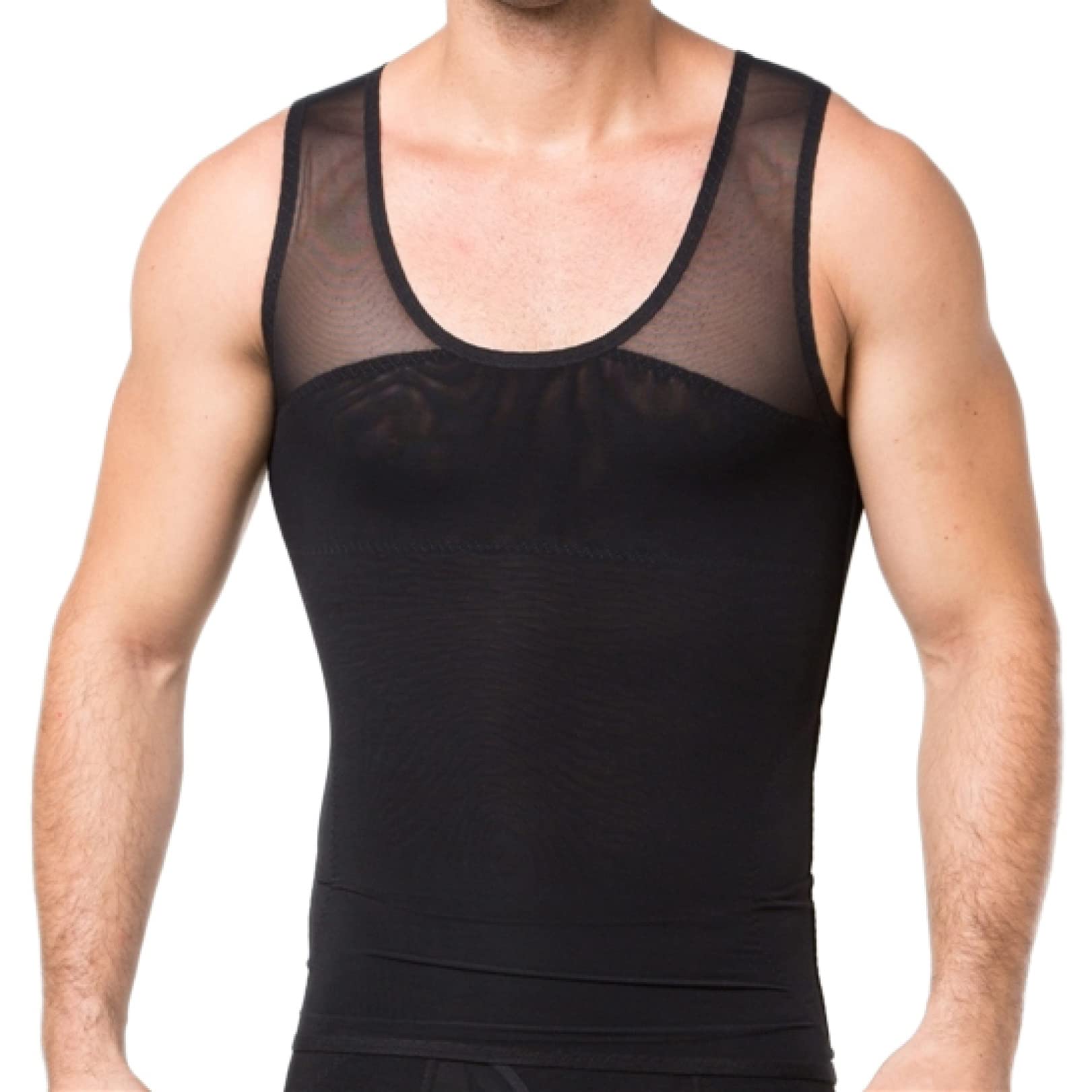 EBRICON Men's Body Shaper - Breathable Slimming Compression Shirt, Tummy Control Girdle & Gynecomastia Vest for Abdomen & Chest Shaping | Perfect for Workouts, Post-Surgery Recovery & Everyday Wear