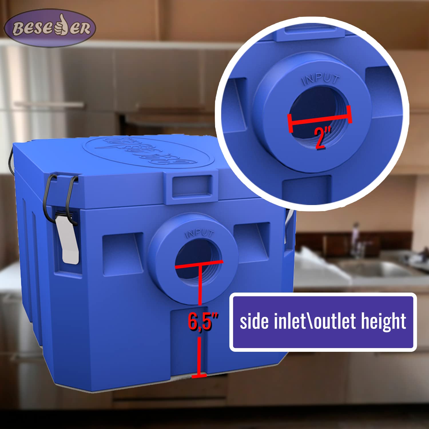 5 GPM Under Sink Grease Trap Interceptor - 10 Lb Plastic Grease Trap for Kitchen Sink (16