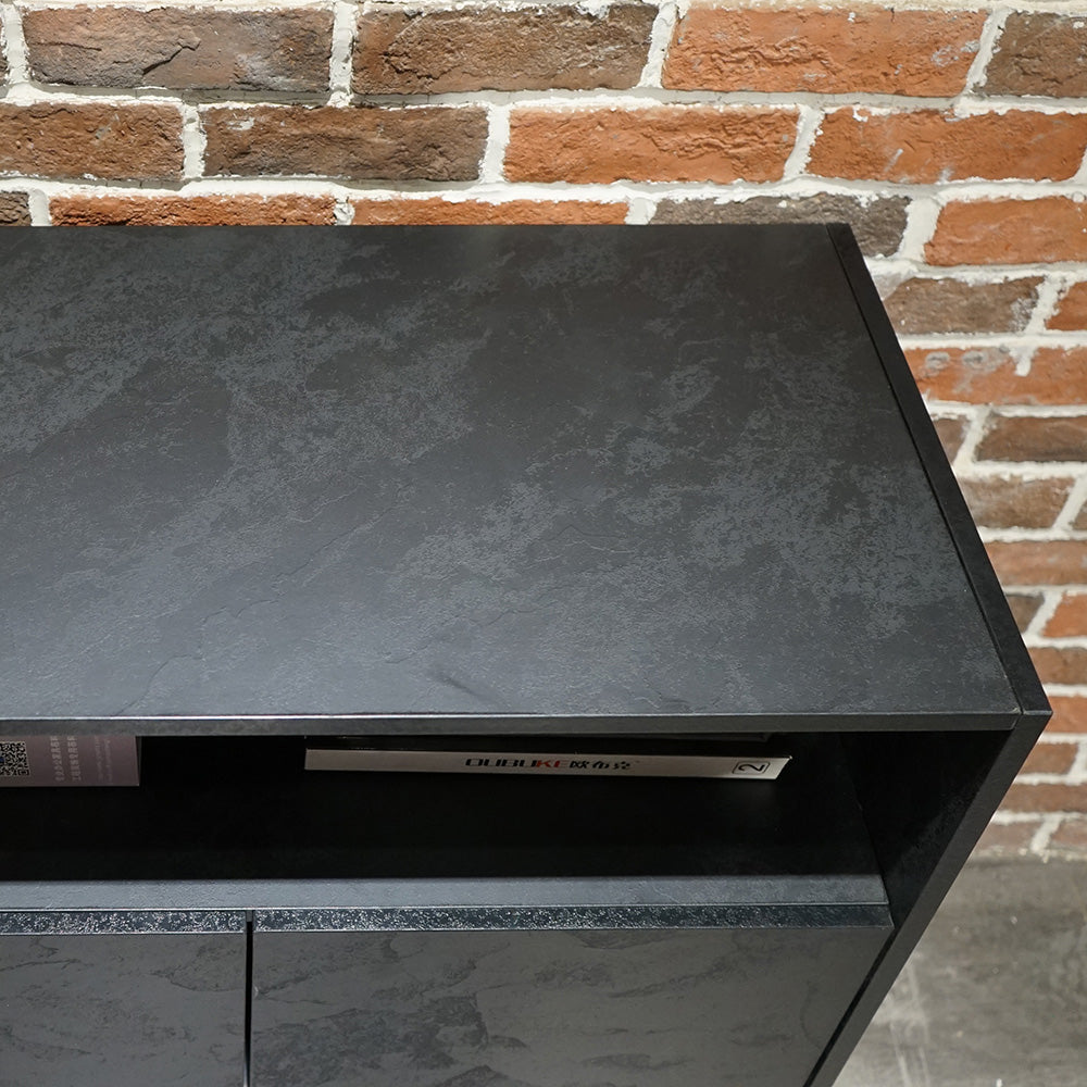 ARTO 157cm Black Concrete Credenza Cabinet - Modern TV Stand, Storage Console for Living Room & Bedroom