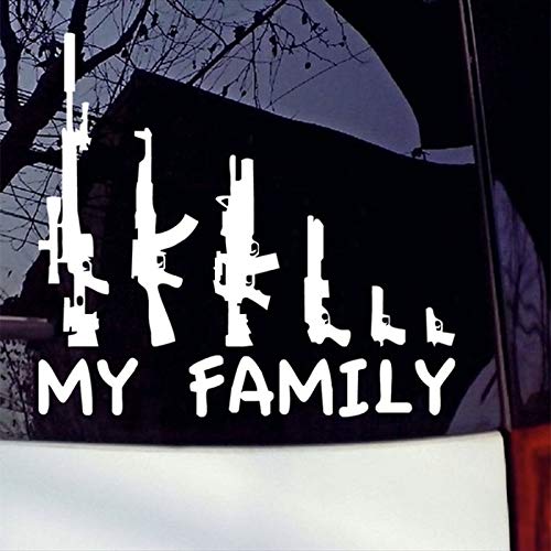 Gun Vinyl Decal Sticker - Family Assault Rifle Design for Car Windows, Trucks, Bumpers & Laptops - White - Perfect for Patriotic Car Accessories & Hunting Enthusiasts