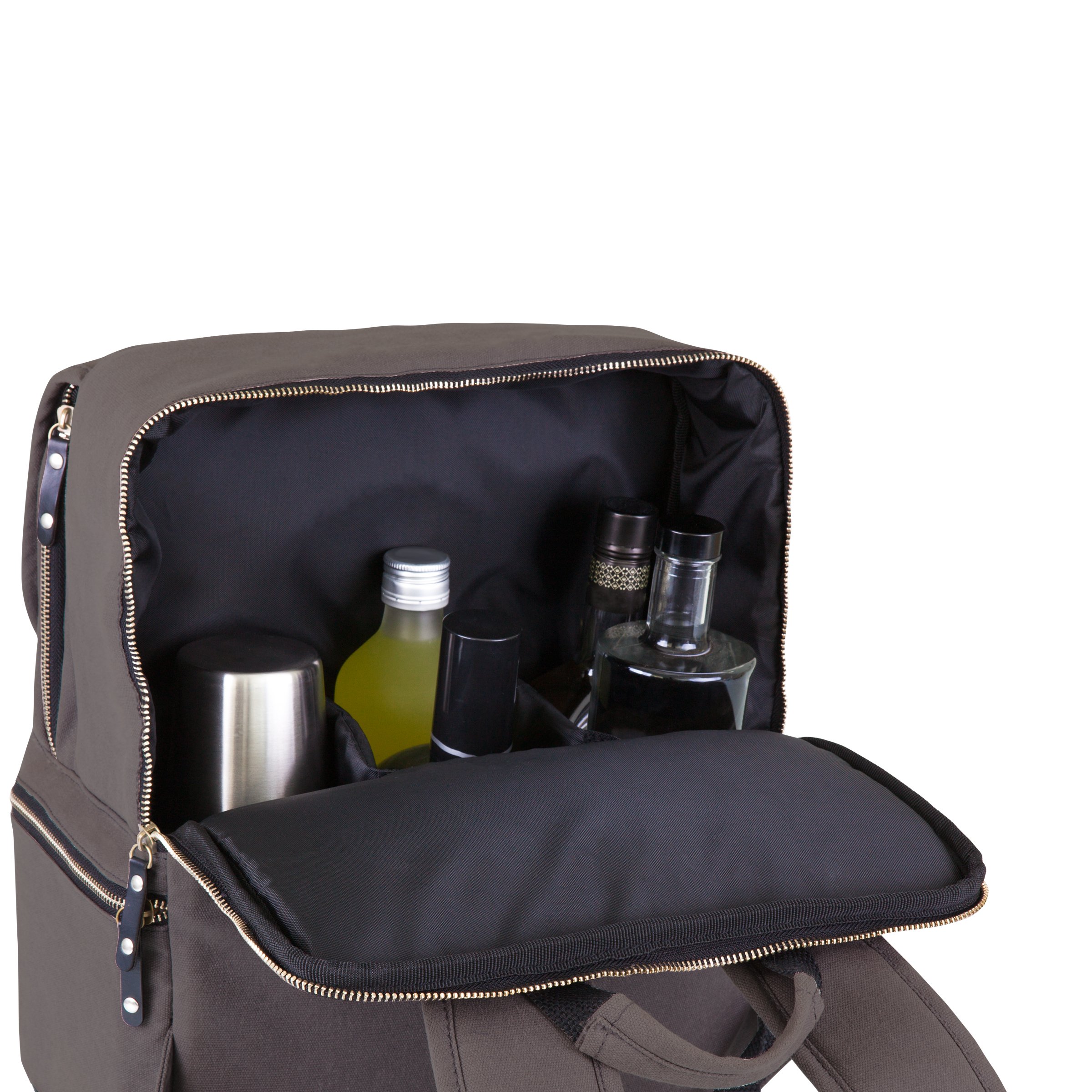 **PICNIC TIME Bar Backpack – 16-Piece Portable Cocktail Set with Cocktail Shaker, Insulated Bar Case (Gray) – Perfect for Outdoor Parties, Camping & Travel**