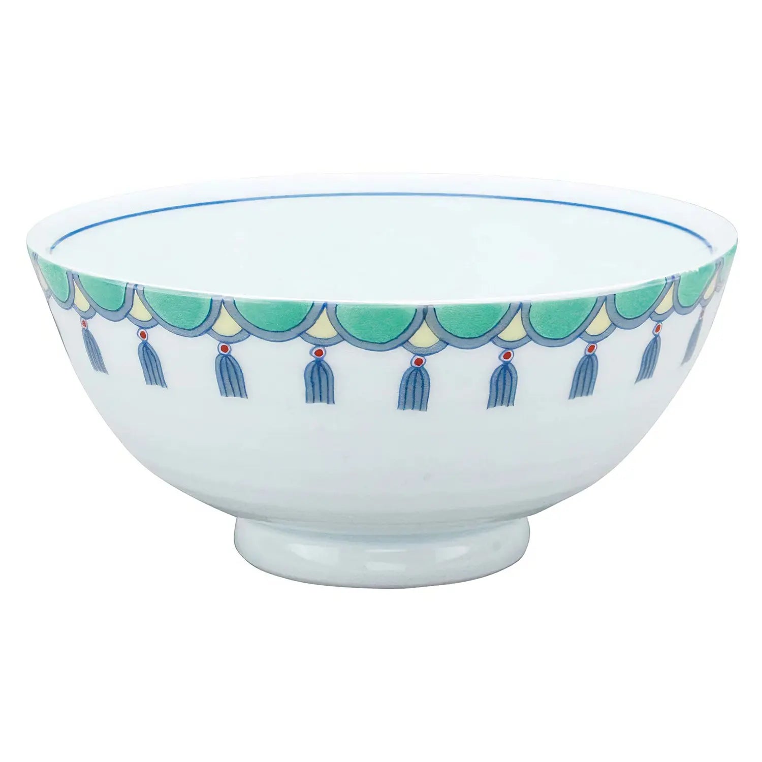Premium EBM Porcelain Tempered Rice Bowl - 11.5cm Japanese Midori Youraku Design - Durable & Microwave Safe - Perfect for Asian Cuisine, Home Dining & Restaurant Use