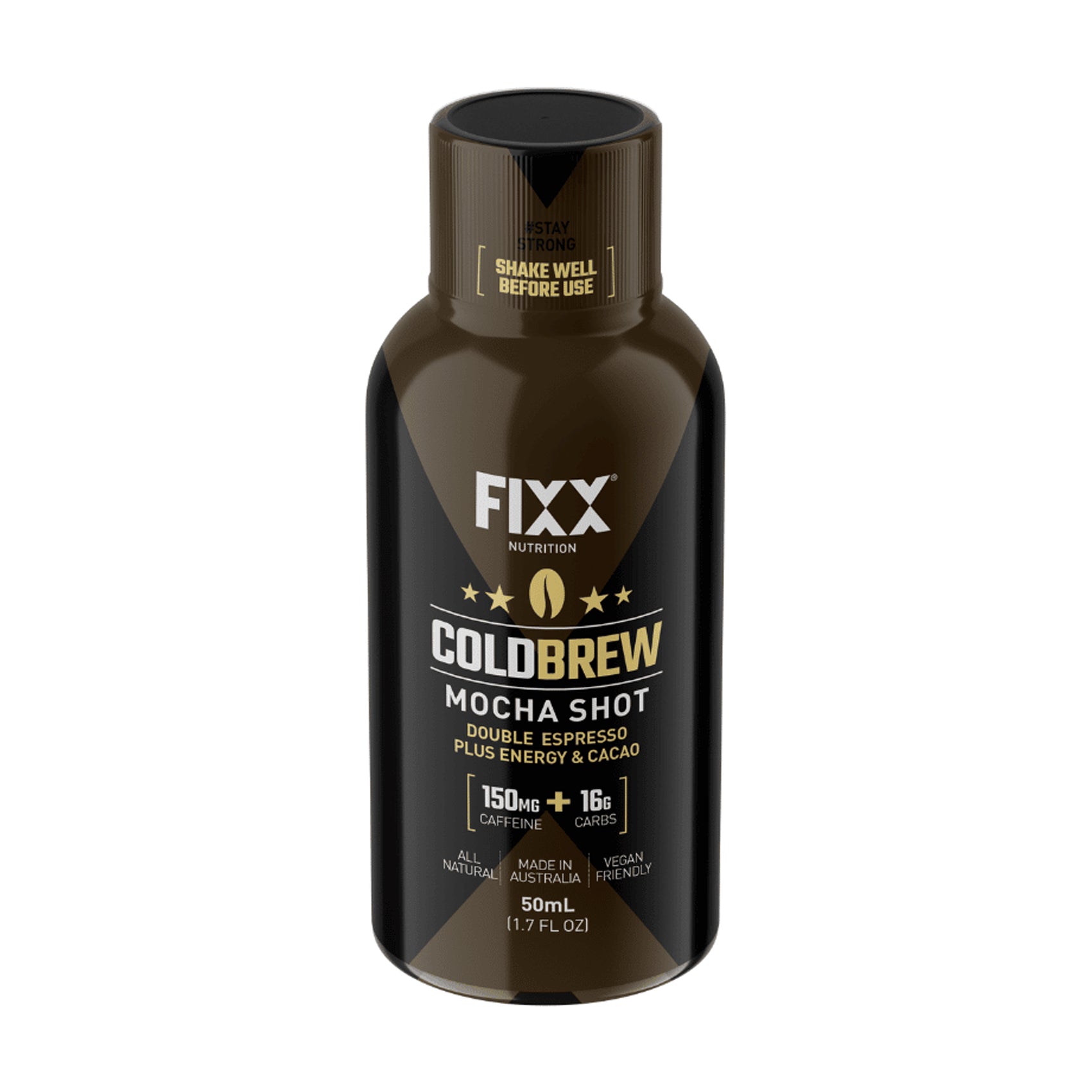 Fixx Nutrition Cold Brew Coffee Shot - Strong & Smooth Energy Boost for Workouts, Travel & Busy Days | 100% Natural, Low Acid, High Caffeine Coffee Concentrate