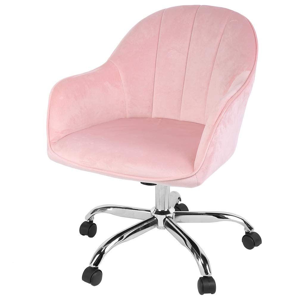 Luxury Velvet Accent Chair - Soft, Comfortable Lift & Swivel Office Chair for Dressing Room, Living Room & Home Decor (Pink) | Perfect for Reading Nook, Bedroom Seating & Modern Interior Design