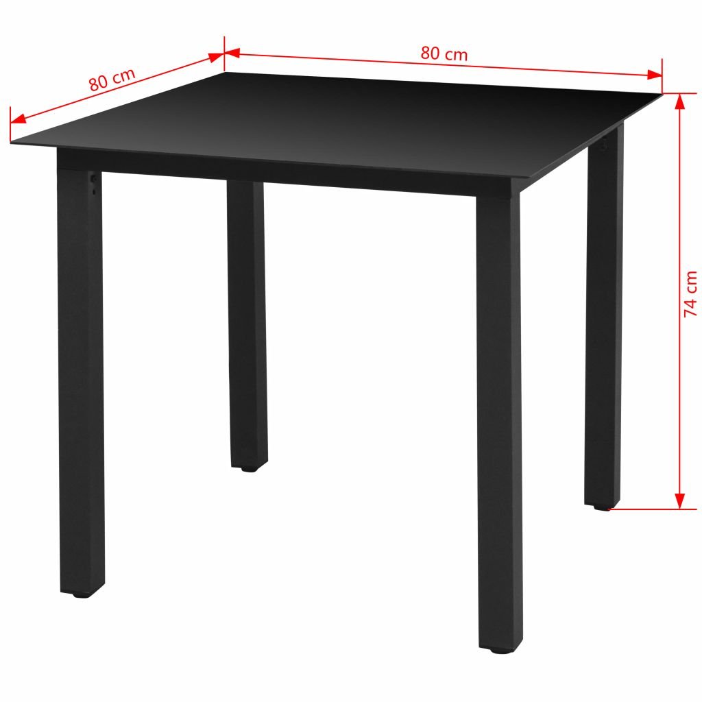 Festnight 31.5 Inch Square Outdoor Dining Table with Tempered Glass Top & Aluminum Frame - Weatherproof Patio, Garden, Balcony Furniture for Backyard, Restaurant, Poolside (Black, 31.5