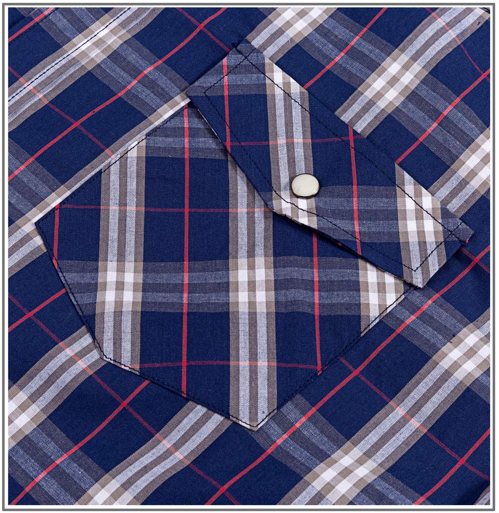Men's Western Snap Button Plaid Long Sleeve Shirt - Regular Fit Casual Shirt for Cowboy Style, Ranch Work & Outdoor Adventures