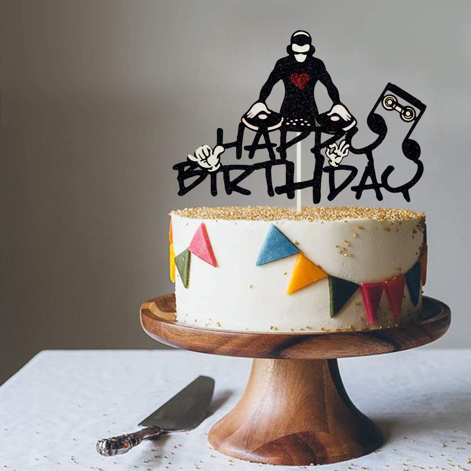 DJ Happy Birthday Cake Topper - Hip Hop & Disco Party Decorations - Rock DJ Themed Birthday Supplies for Music Lovers - Perfect for DJ Parties, Birthday Celebrations & Themed Events